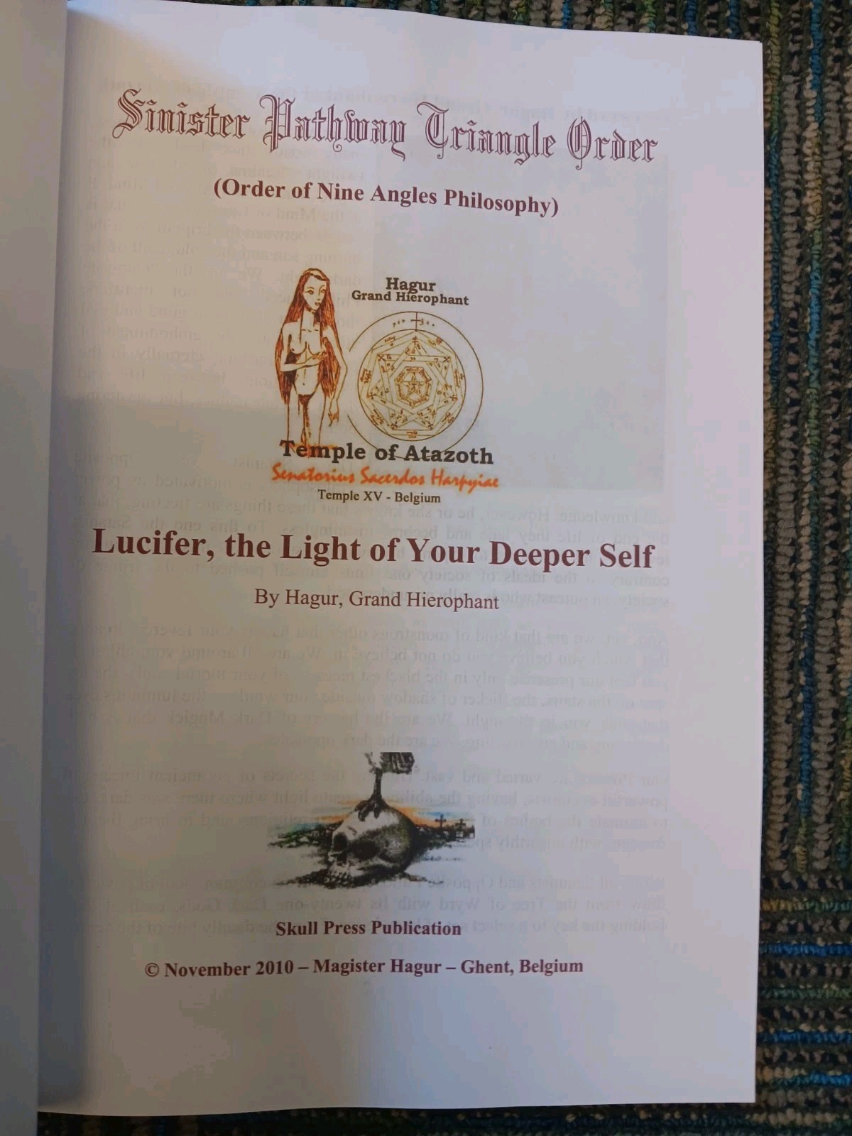 Hagur – Lucifer light of your deeper self order of nine angles Satanism ONA/O9a