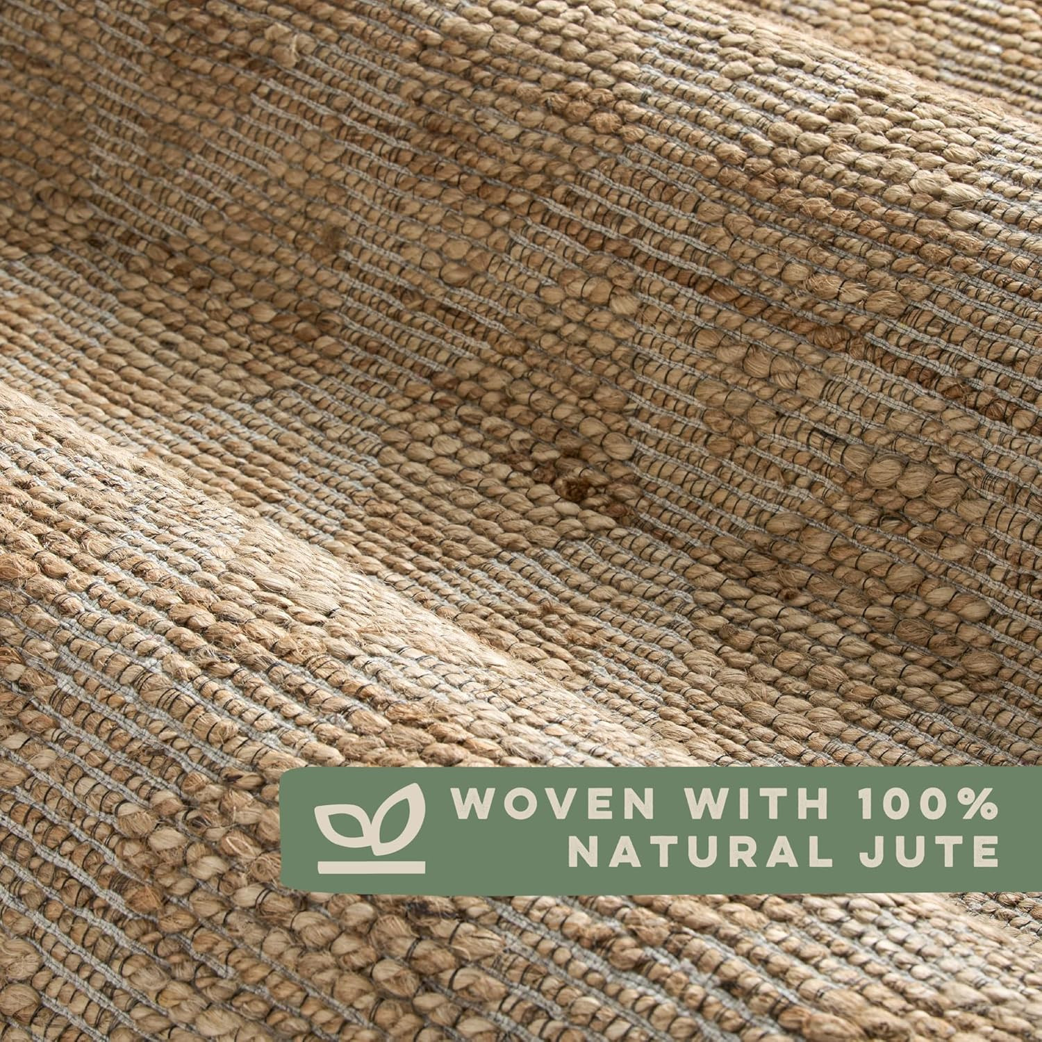 Hand-Knotted 100% Natural Jute Area Rug, 5’X7′, Black & Natural Design