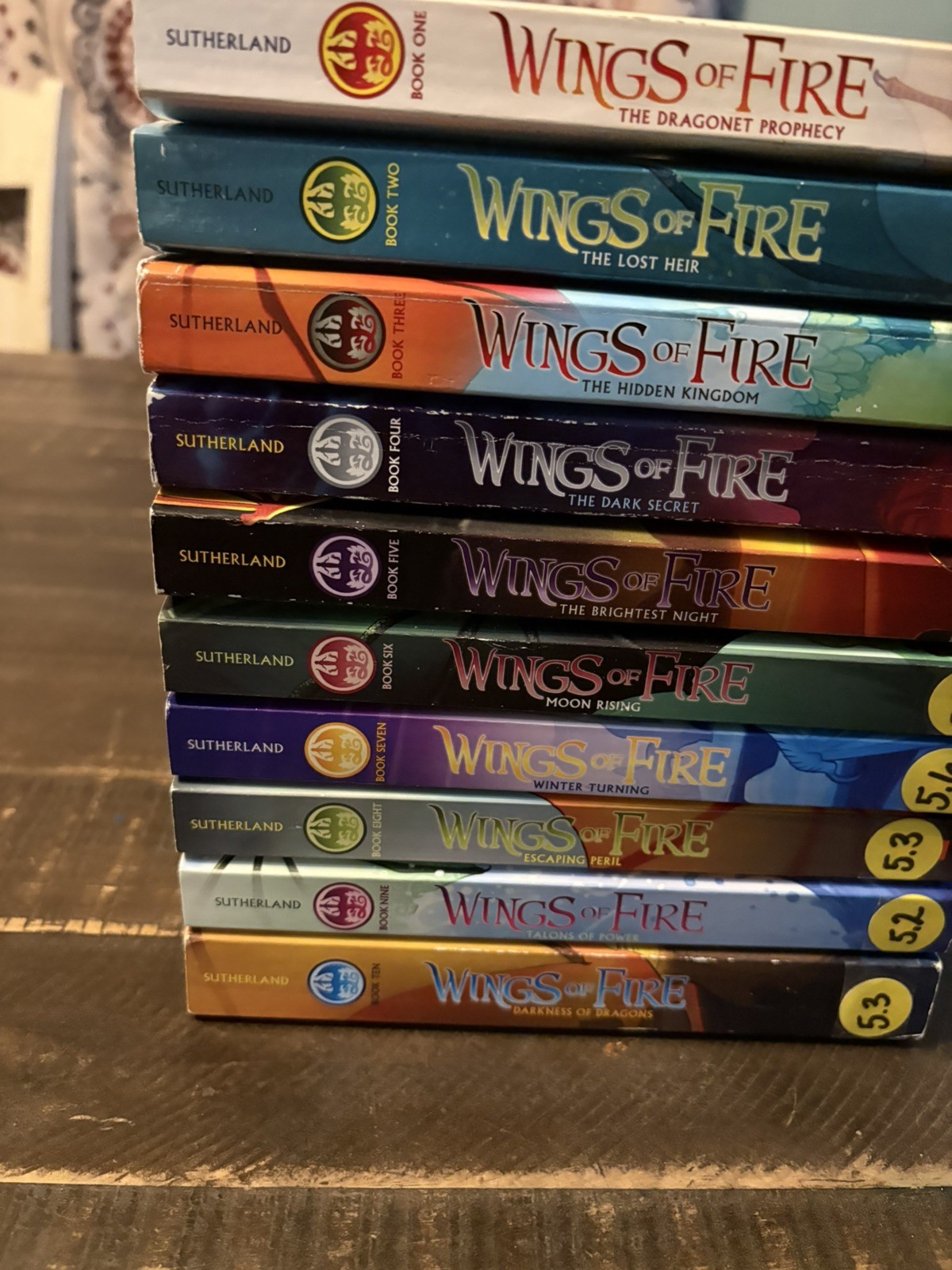 Wings of Fire 1-10 Paperback Book Set Lot By Tui T. Sutherland Dragons Mystical