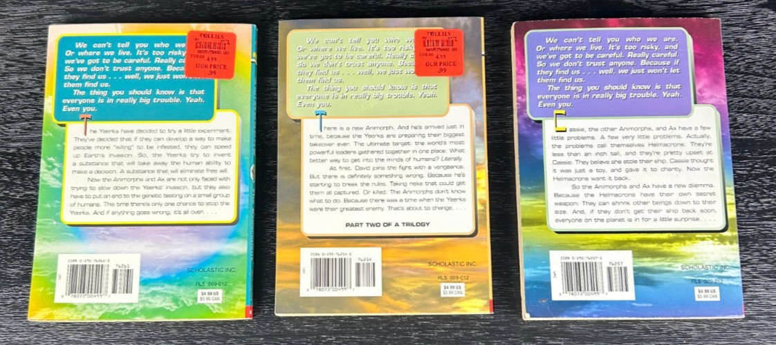 K. A. Applegate Lot of 3 Animorphs Series Paperbacks – The Experiment
