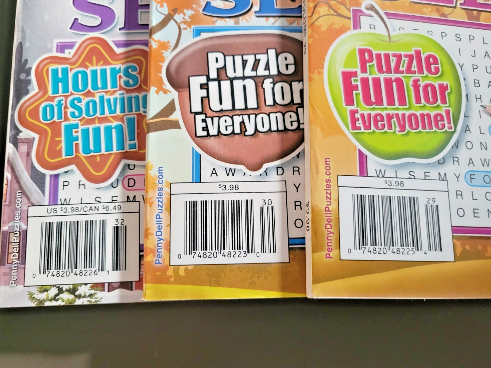 Lot of 3 Penny Press Family Fun & Easy Word Seek Puzzles – Hours Of Solving Fun!