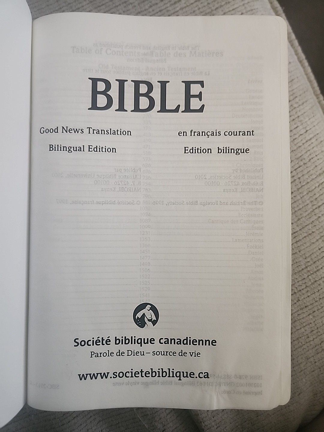 Bible Bilingual Edition, French/English Good News Translation Vinyl soft cover