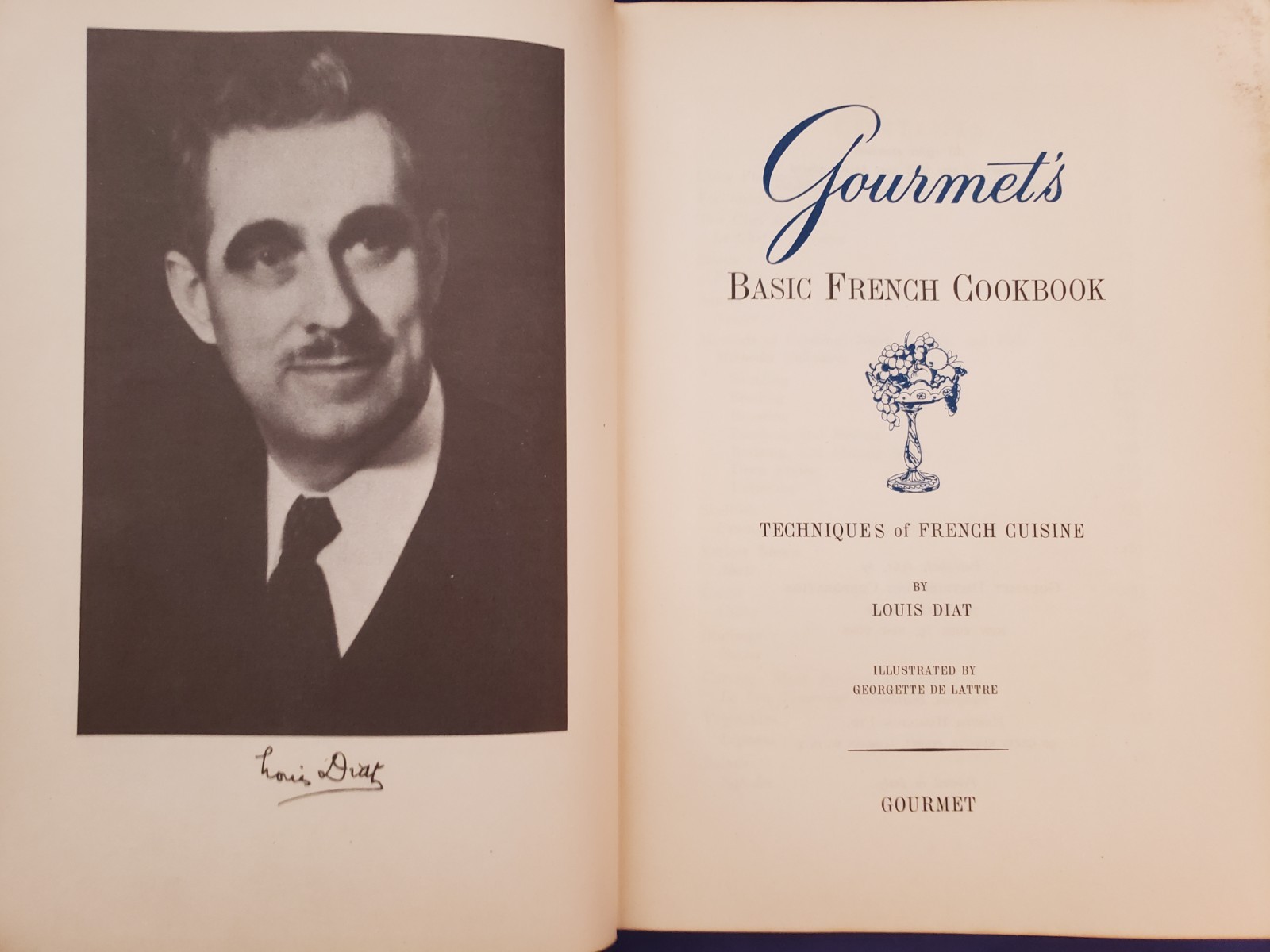 Gourmet’s Basic French Cookbook Louis Diat 1961 Hardcover Illustrated AS-IS