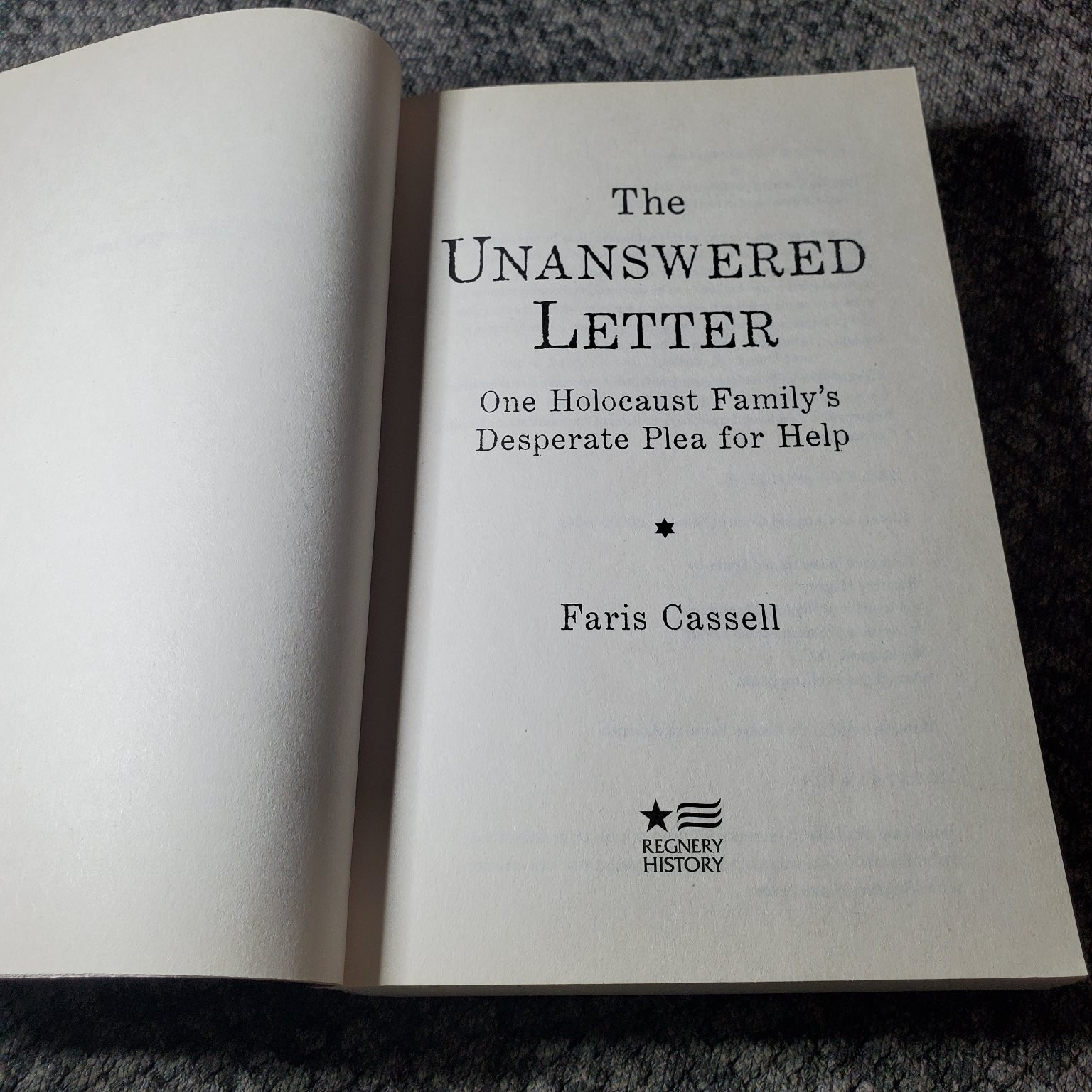 The Unanswered Letter Faris Cassell 2020 Paperback Holocaust History