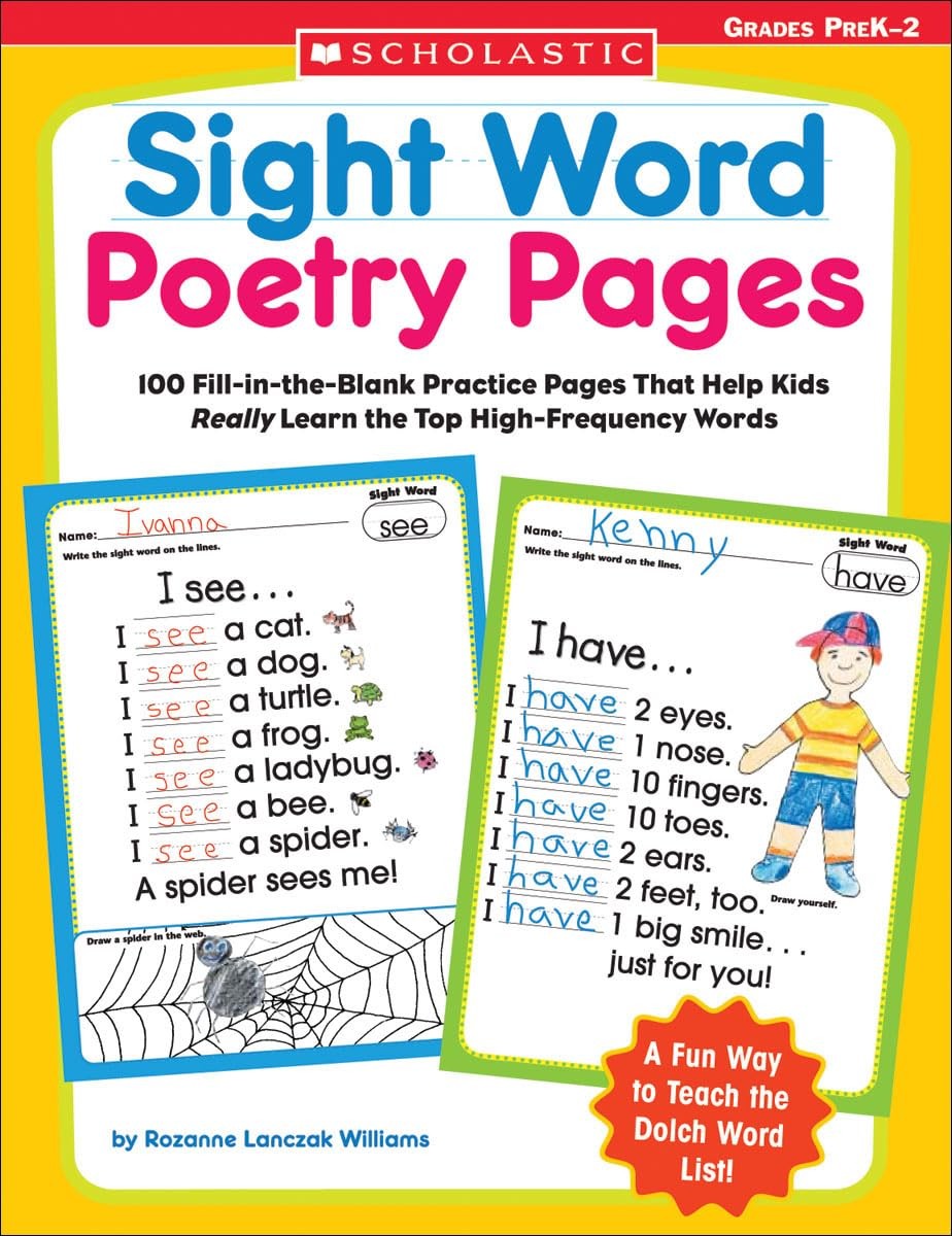 Sight Word Poetry Pages: 100 Fill-in-the-Blank Practice Pages That Help Kids…