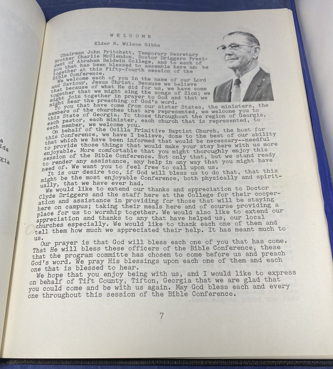 1972 54th Annual Southern States Primitive Baptist Conference Program History