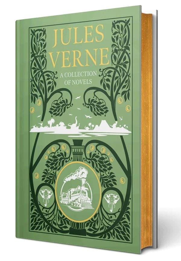 A Set of Jules Verne Novels With Sprayed Edge – Fic – Leather Bound HB