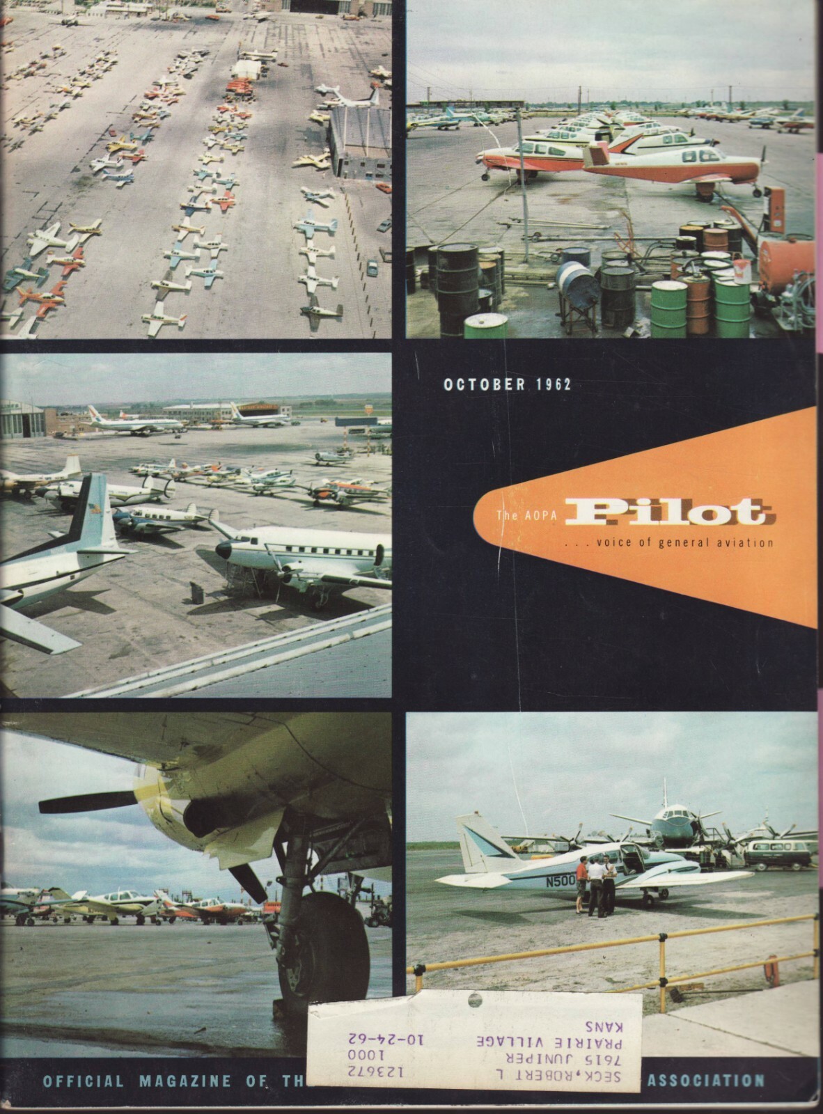 The AOPA Pilot Magazine – October 1962. J. Edgar Hoover. F.B.I.