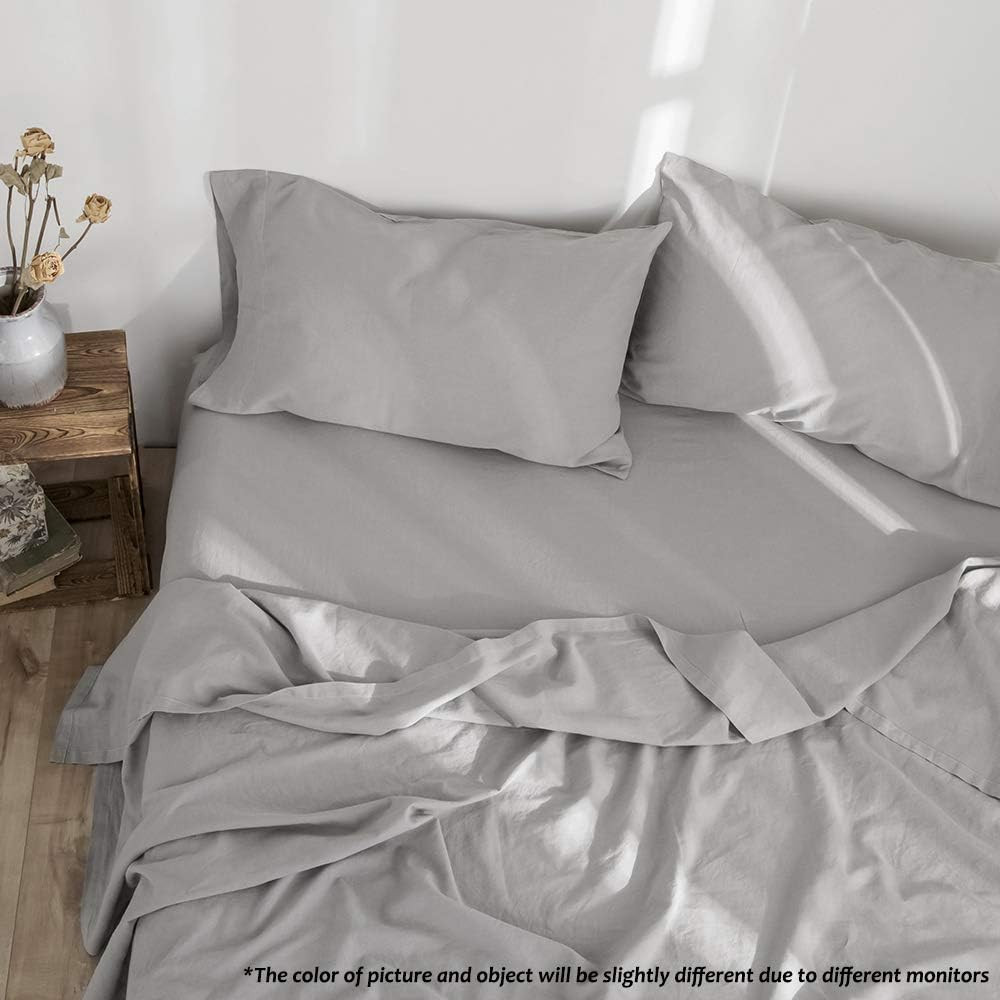 Simple&Opulence Belgian Linen Sheet Set Solid Color – 4 Pieces (1 Flat Sheet, 1