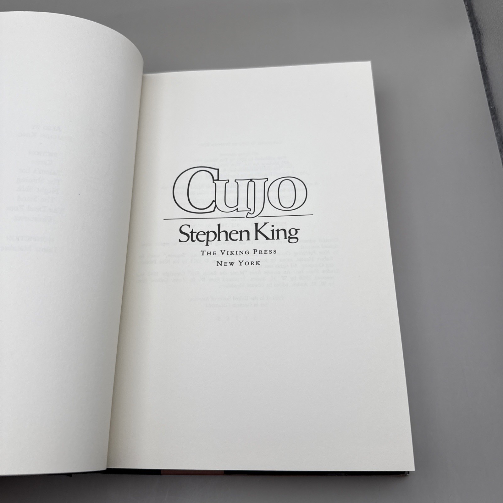 CUJO Stephen King 1981 HC DJ First Edition 5th Print Vintage Horror