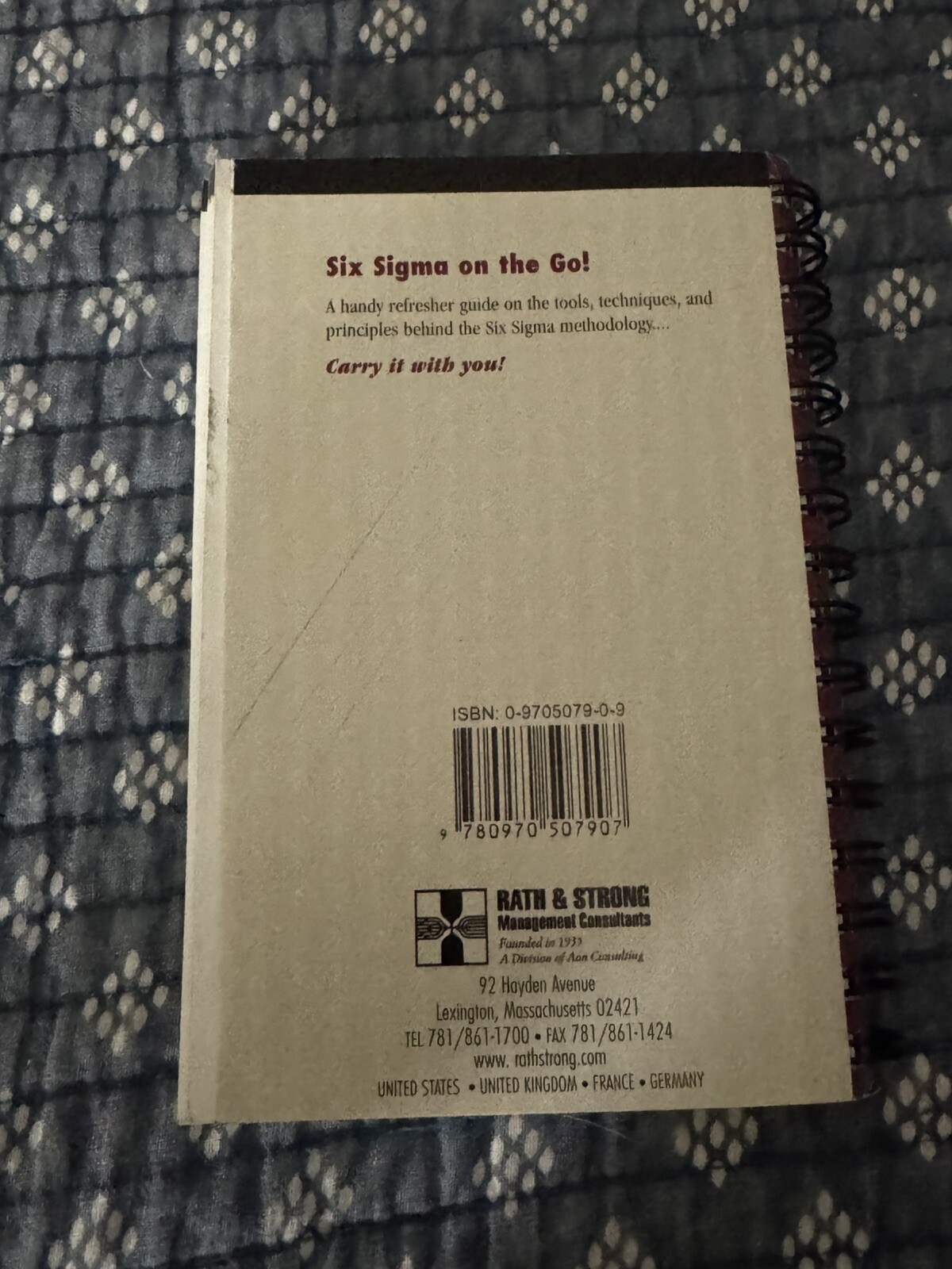 Rath & Strong’s Six Sigma Pocket Guide Spiral-bound 194 Pages VERY GOOD