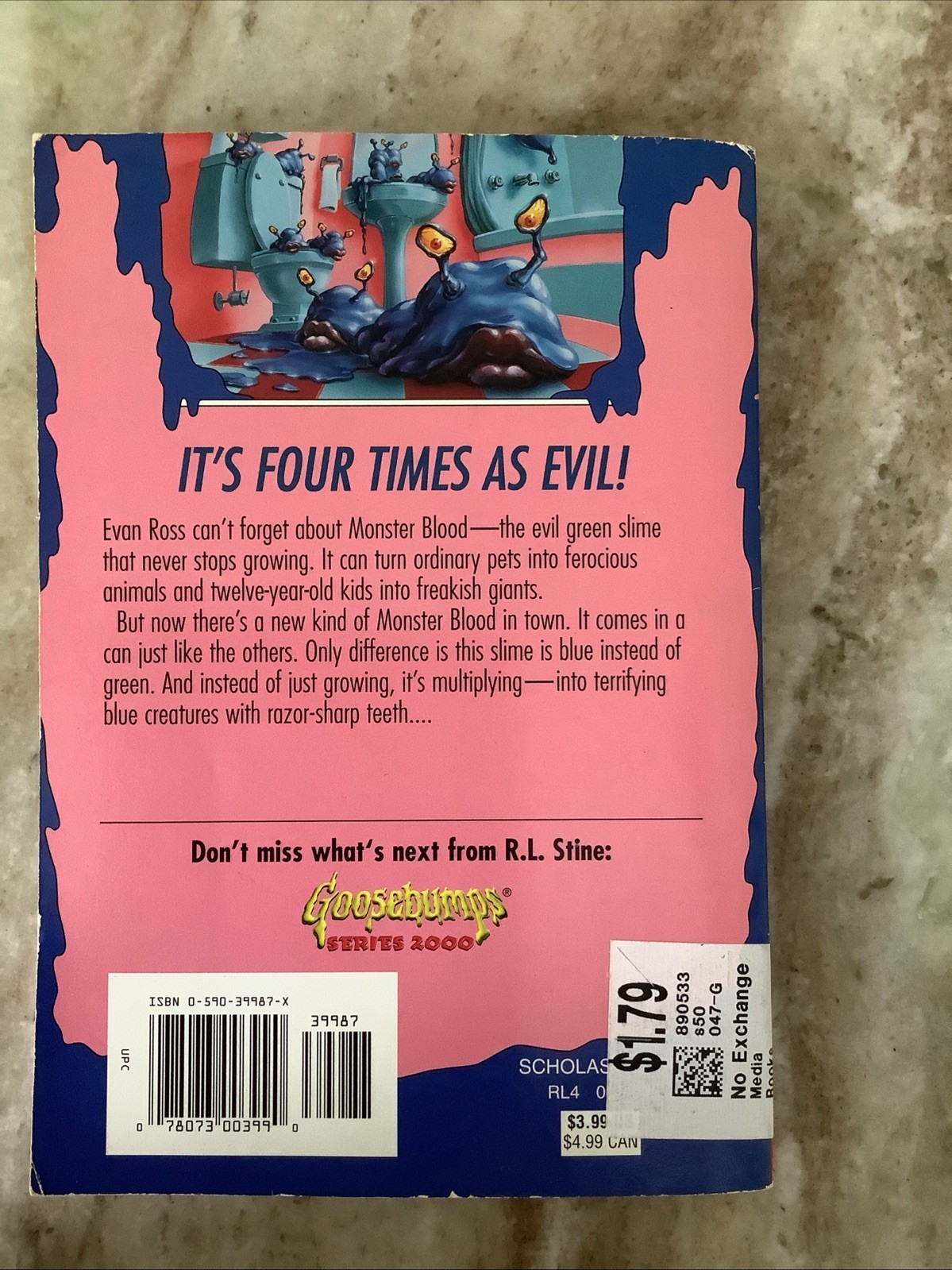 Goosebumps #62 Monster Blood IV 1st Print – R L Stine 1997 with Cards