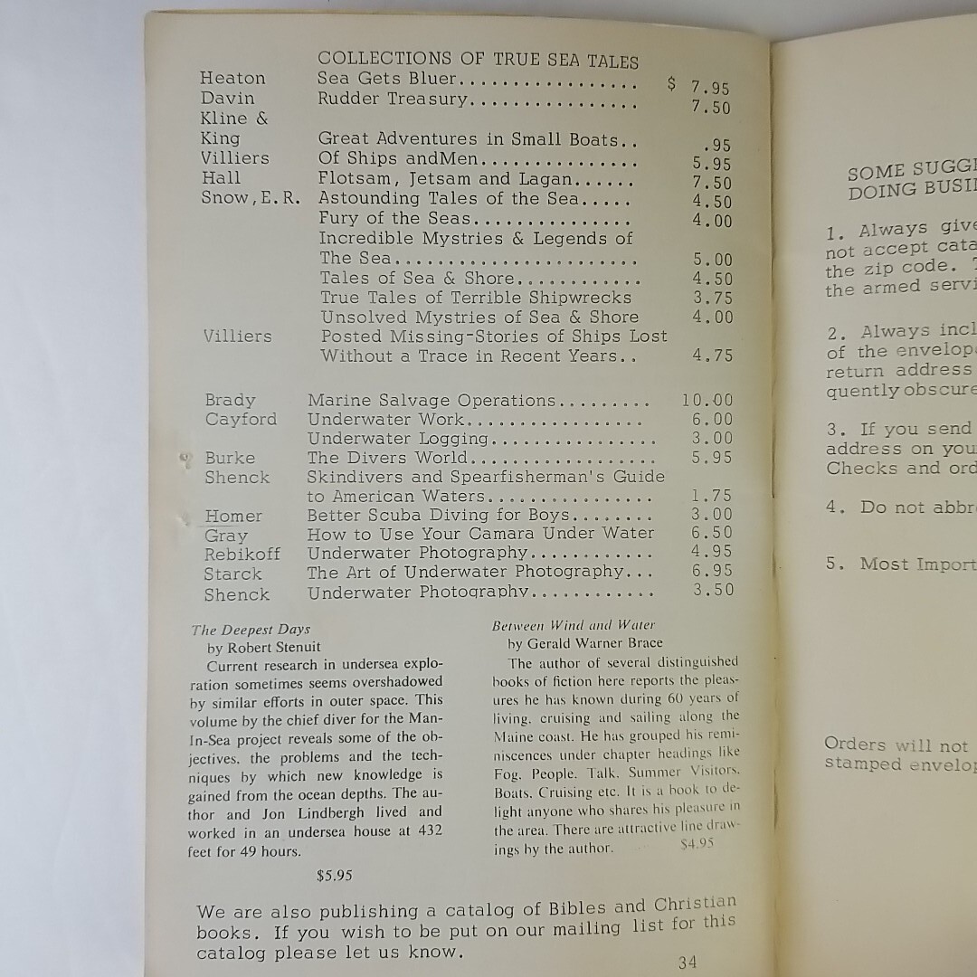 Nice Vintage 1969 Book Shelf Sea Life BOOK Catalog – 34 Pages