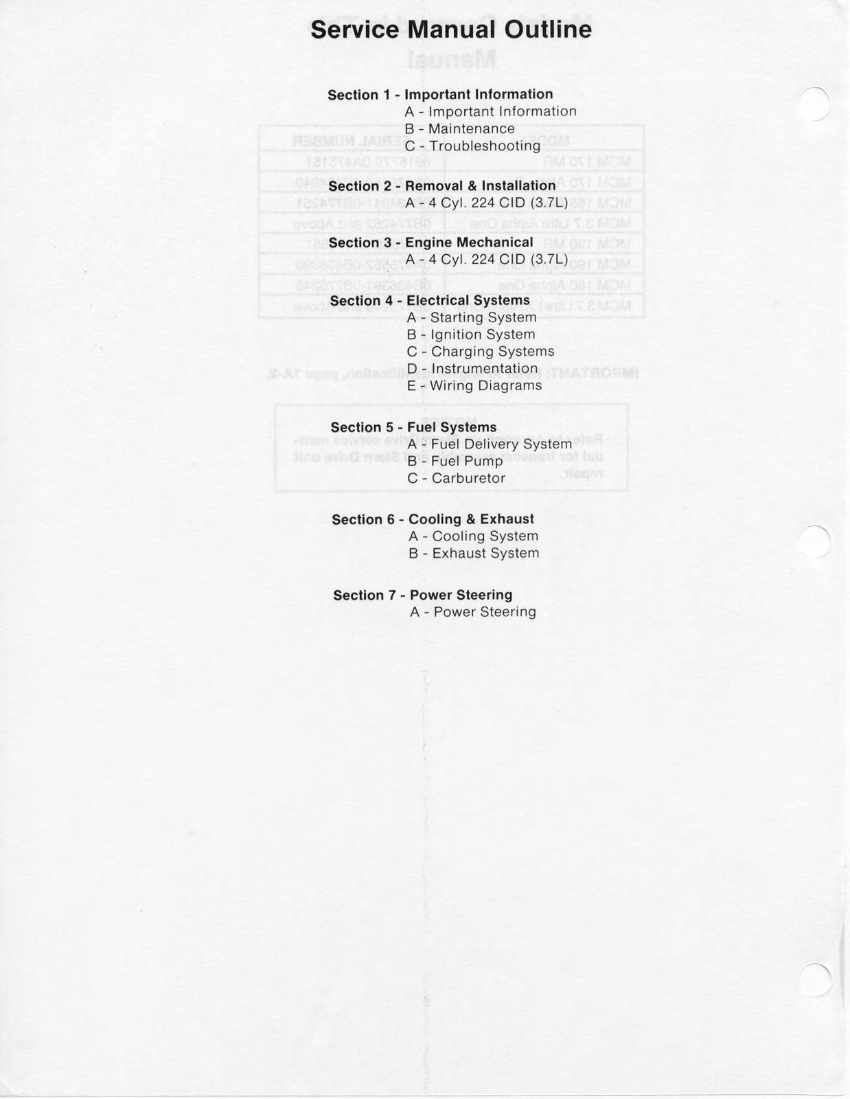 MERCURY Mercruiser NO. 8 SERVICE MANUAL Marine 4 CYL, BINDER, TOUGH FRONT & BACK