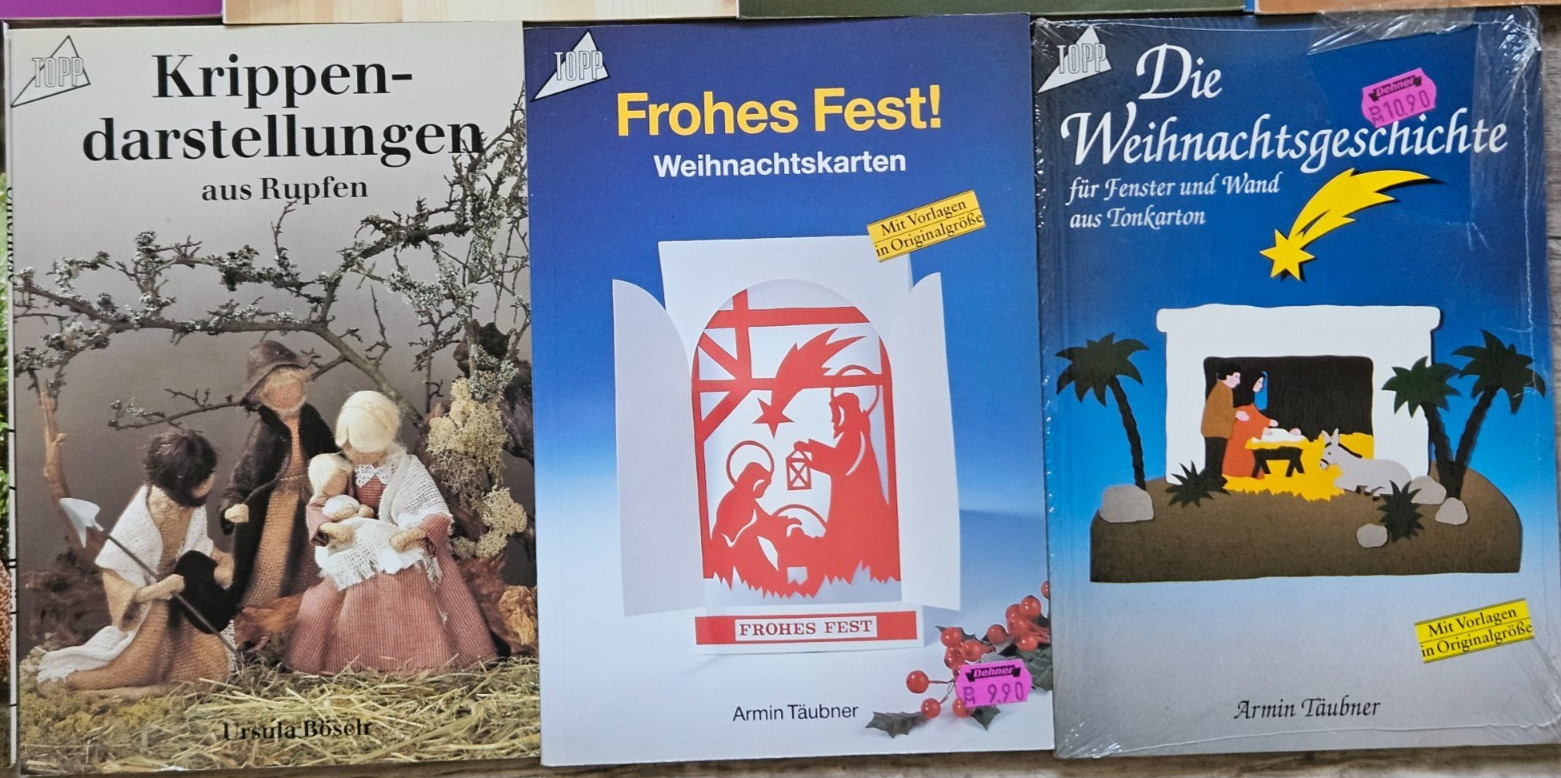 19 ’90s Topp Hobby Crafts Books w/ Patterns. Written in German Language.