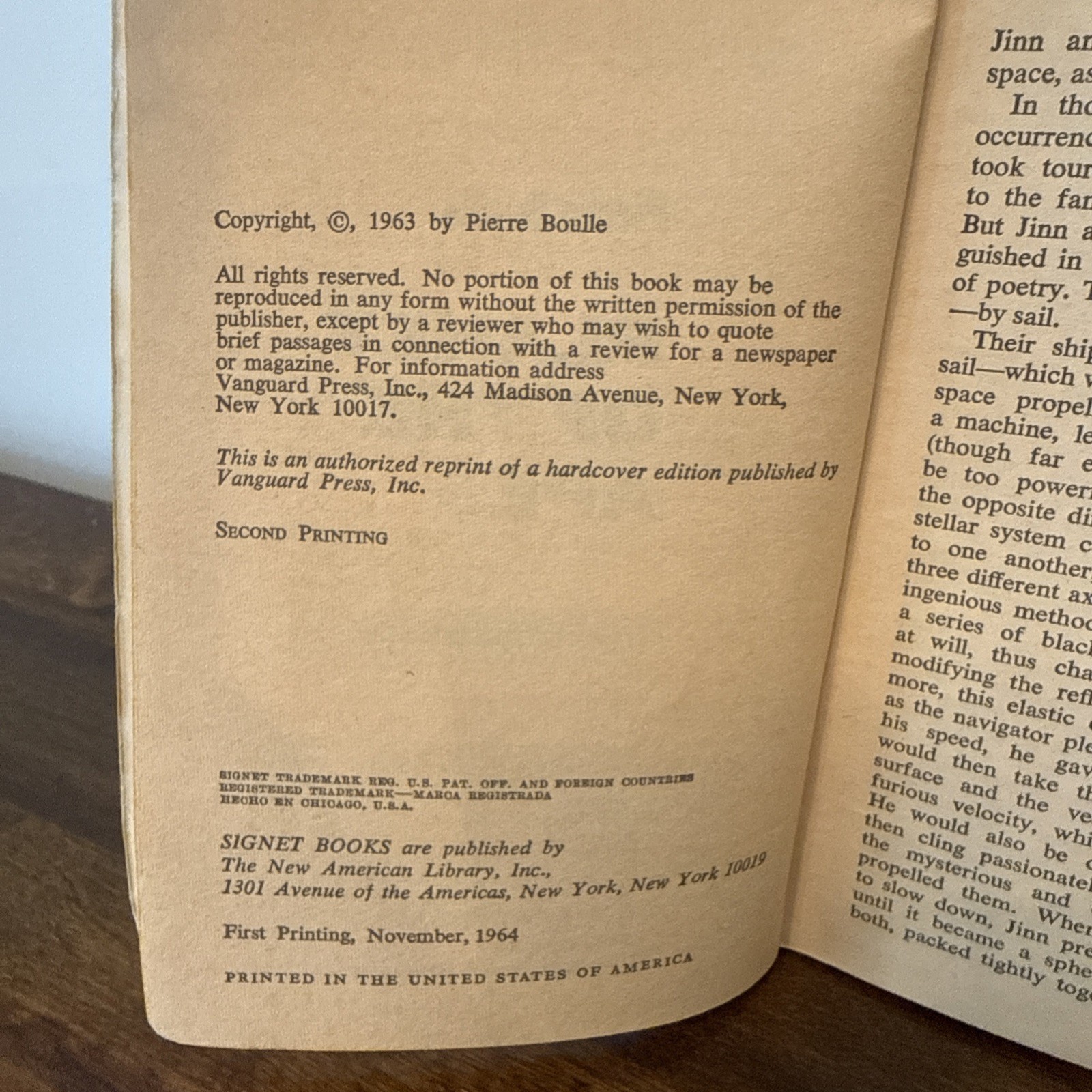 Planet Of The Apes By Pierre Boulle (1963) 1st Edition 2nd Printing PB