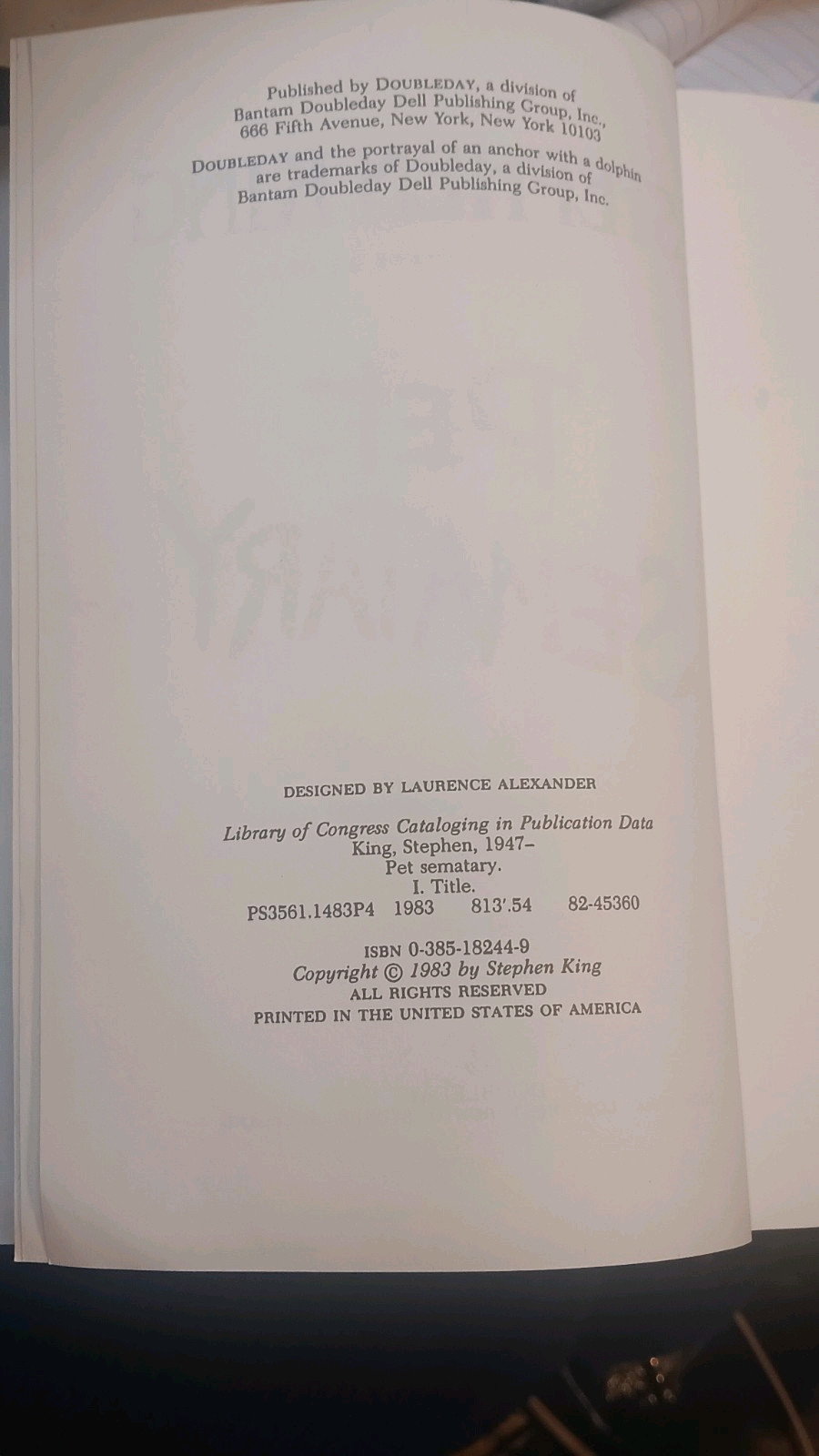 Pet Sematary by Stephen King – Hard Back. 1983 By Doubleday Publishing 374 Pages