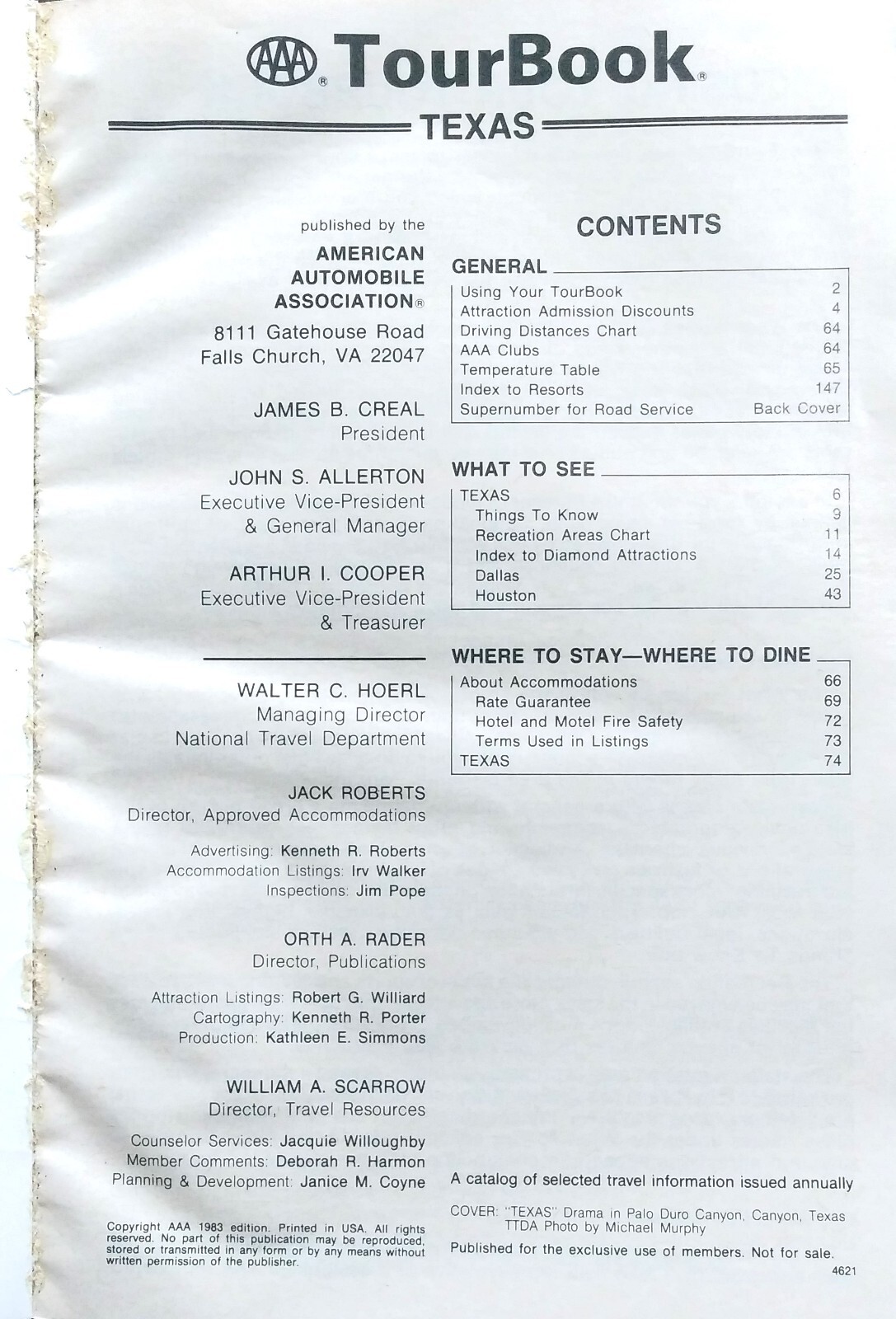 AAA TOUR BOOK TEXAS 1983 Edition 152 PAGES