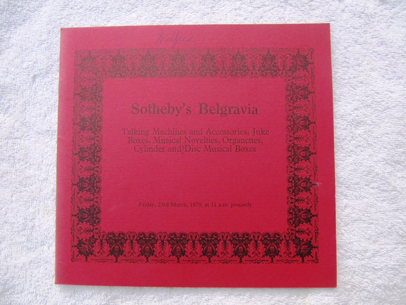 SOTHEBY’s AUCTION CATALOG 1979 Gramophone Phonographs Music Boxes Jukeboxes