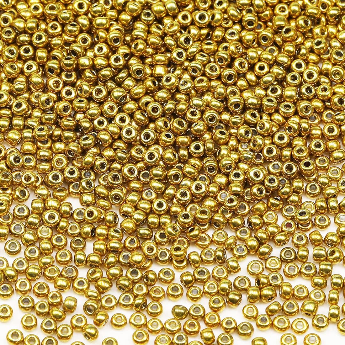 Golden Color 3mm Seed Beads About 3600pcs/100Grams in Bag, 8/0 Glass Craft Beads