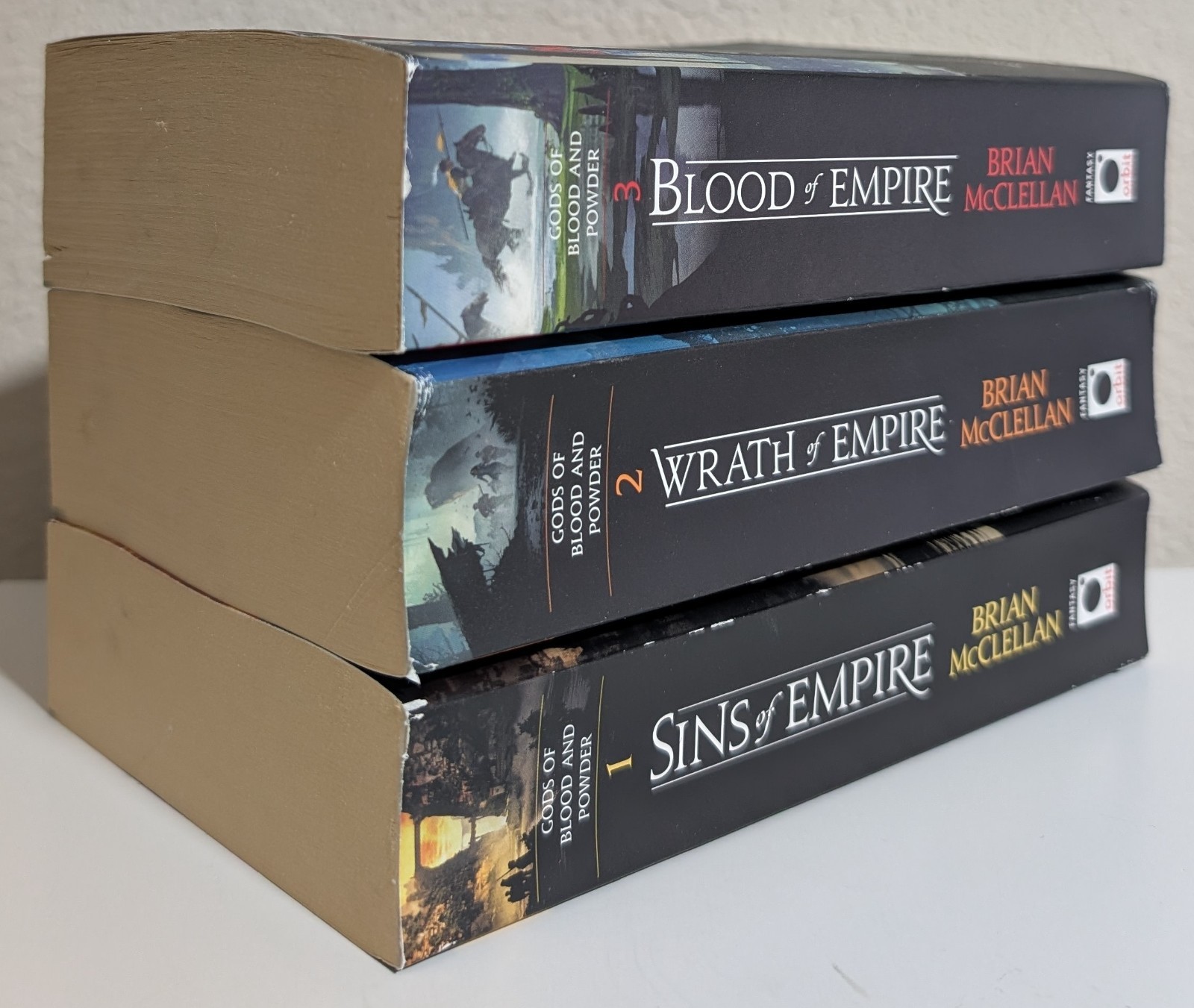 Brian McClellan = GODS OF BLOOD AND POWER = 3 softcovers – Blood + Wrath + Sins