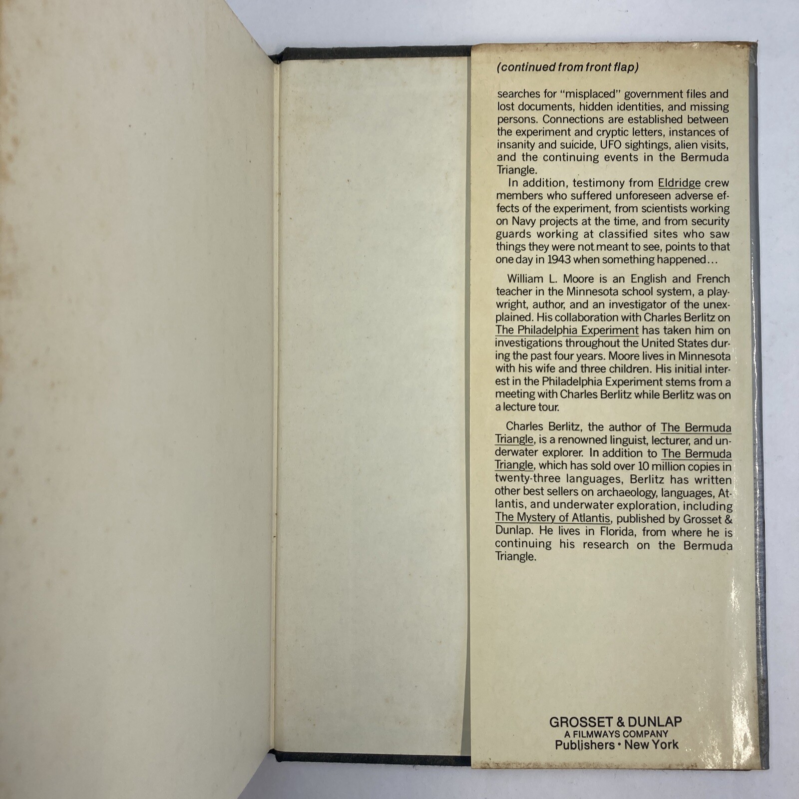 The Philadelphia Experiment Project Invisibility William Moore Hardcover 1979