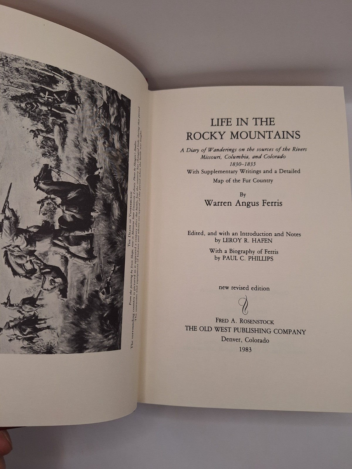 Life in the Rocky Mountains By Warren Angus Ferris, 1983 reprint with map