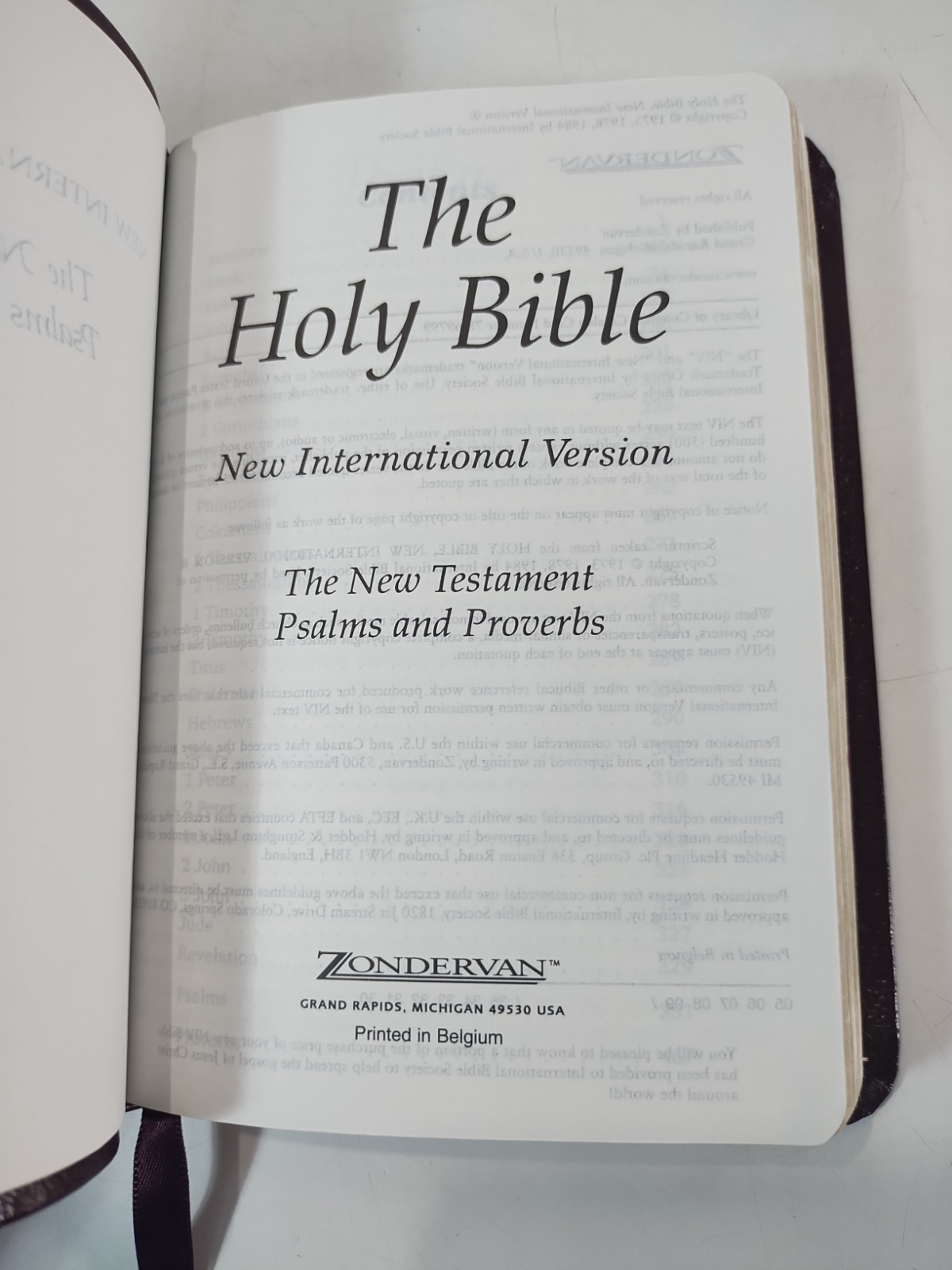 NIV New Testament Psalms Proverbs Bonded Leather Burgundy English Pocket Bible