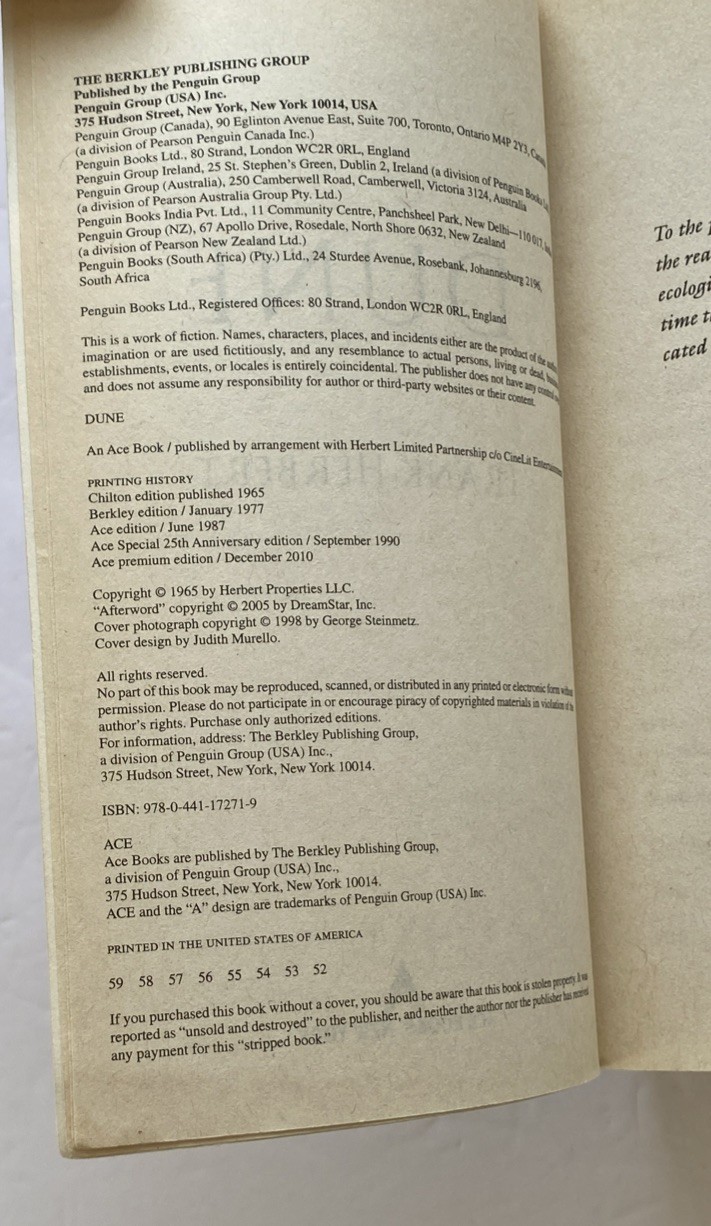 Dune by Frank Herbert (Tall Rack Paperback Book, 2010)