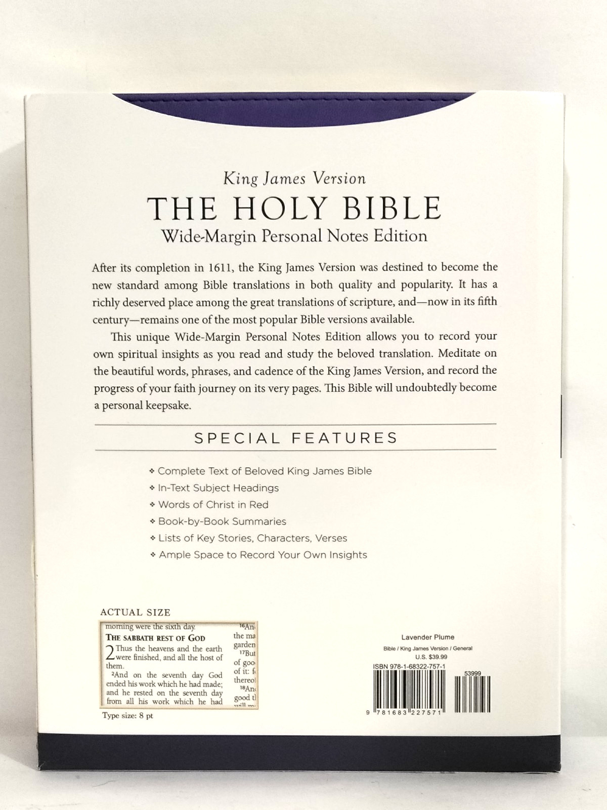 KJV Holy Bible Wide-Margin Personal Notes Edition King James Version Purple
