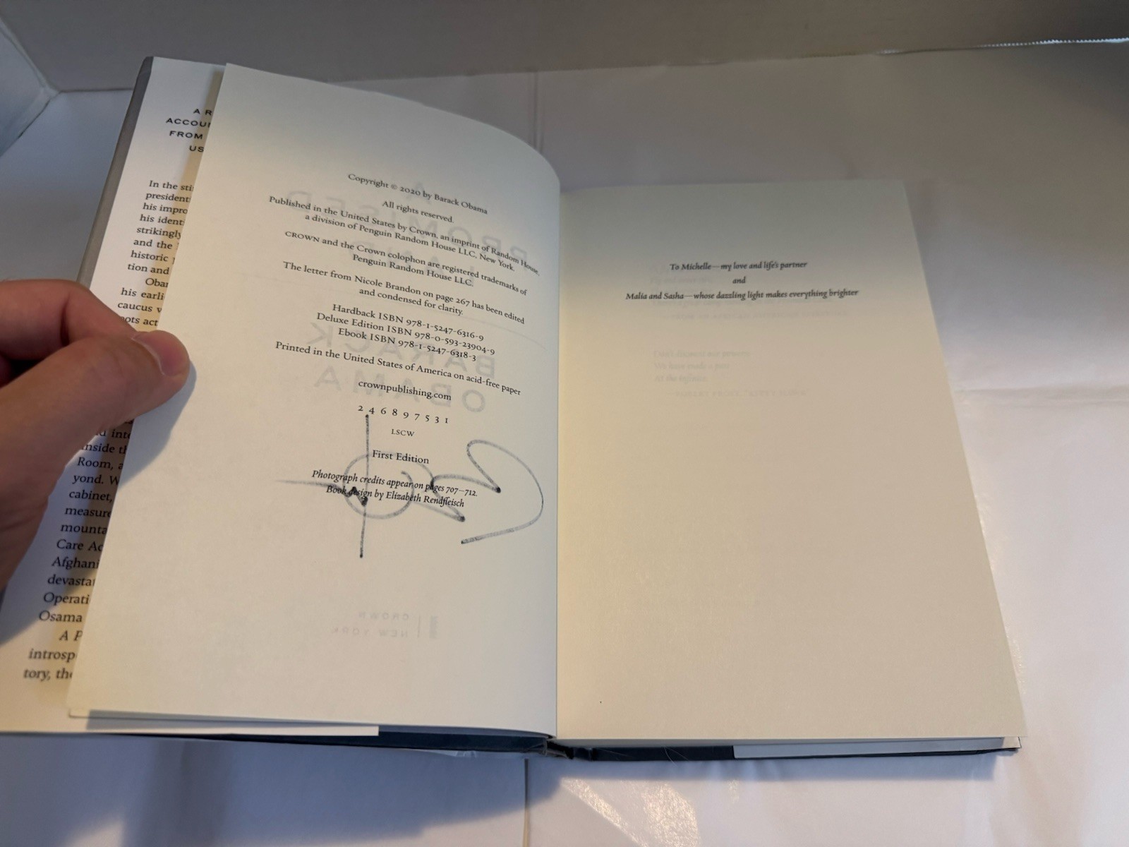SIGNED/FIRST EDITION Barack Obama ‘A Promised Land’ Hardcover HCDJ EXCELLENT