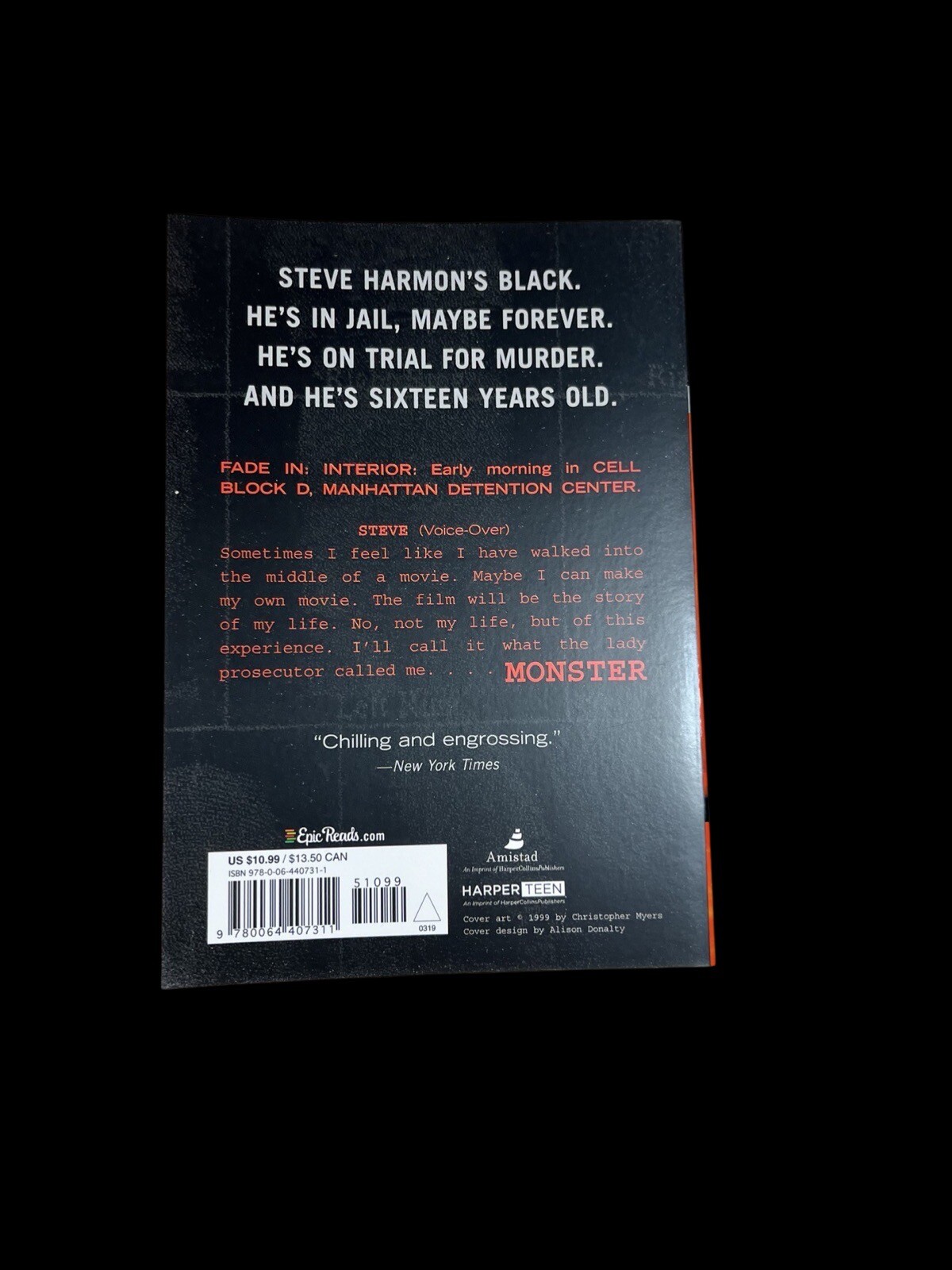 Monster Ser.: Monster by Walter Dean Myers (1999, PB) New. Teen Edition
