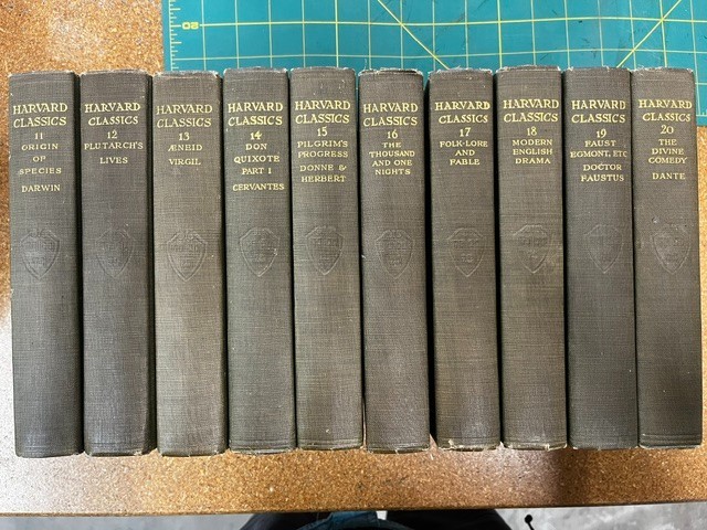 Harvard Classics P F Collier & Son 1909-1910 Volumes 1-50 Olive Cloth Very Good
