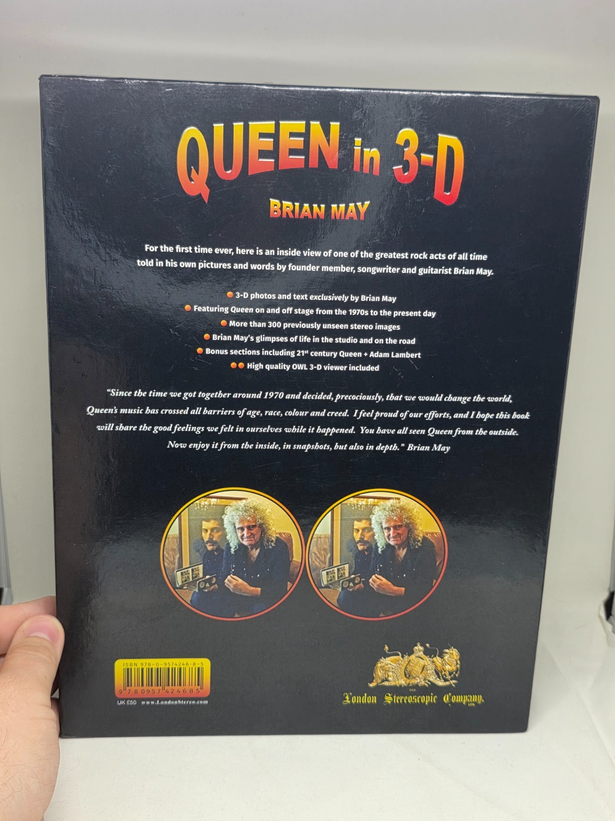 Queen In 3-D Brian May 2017 UK 1st Edition Hardcover w/ OWL Viewer Complete VG