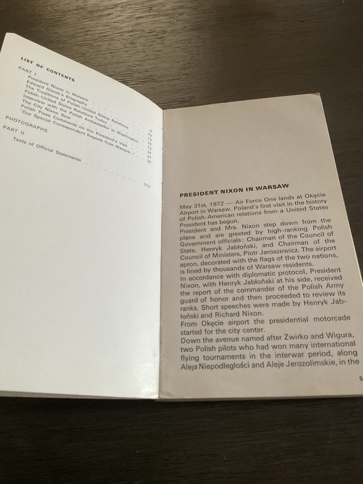 1972 PRESIDENT NIXON’S 24 HOURS IN WARSAW – 135 pages Printed in POLAND