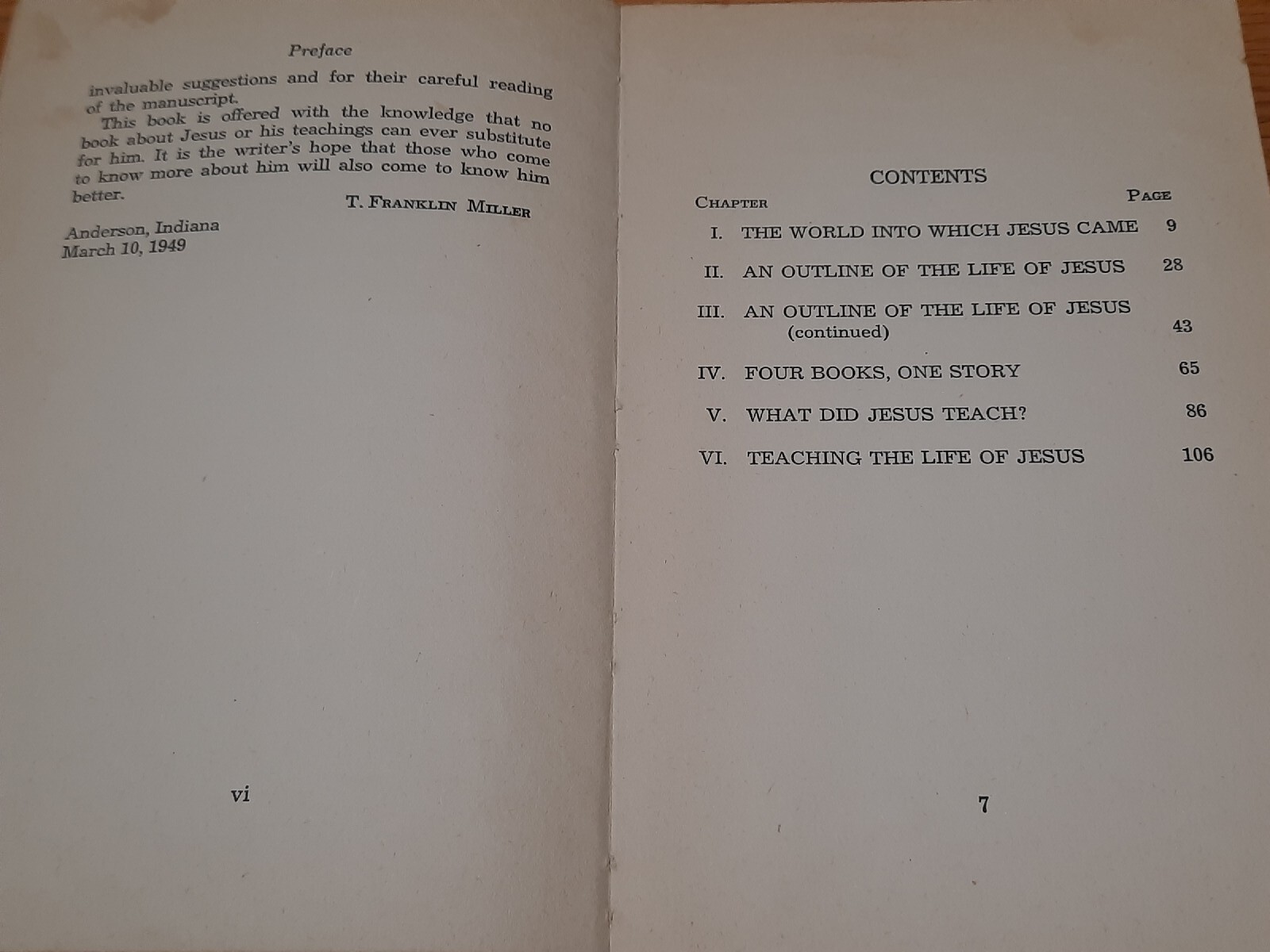 Life and Teachings of Jesus T Franklin Miller Warner Press Anderson IN 1949 ED
