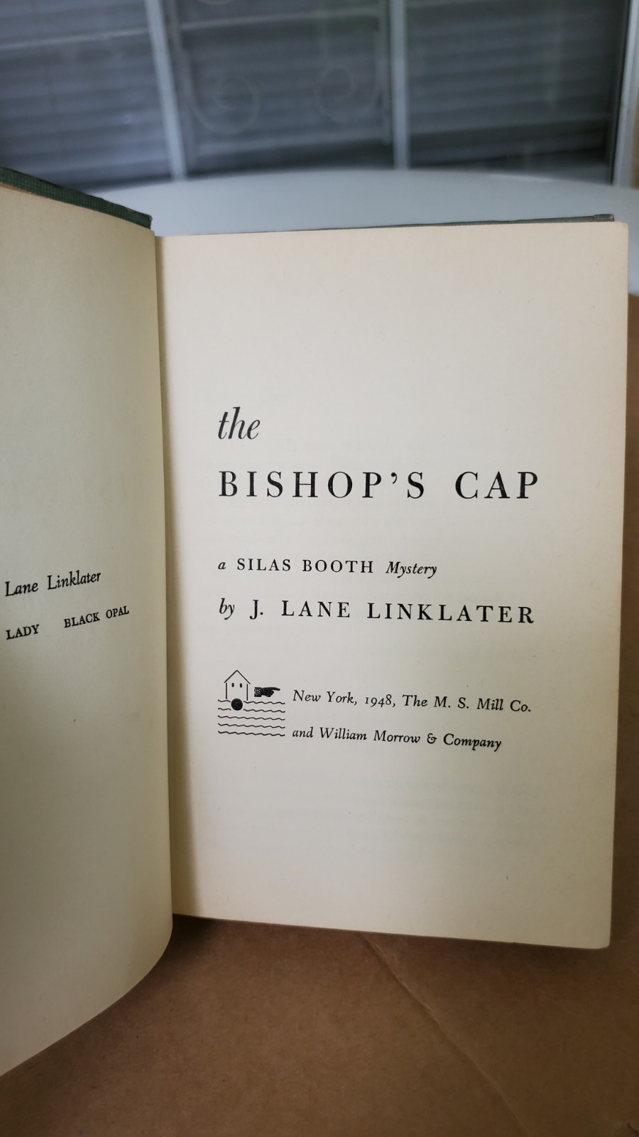 The Bishop’s Cap By J. Lane Linklater William & Morrow 1948 Hardcover