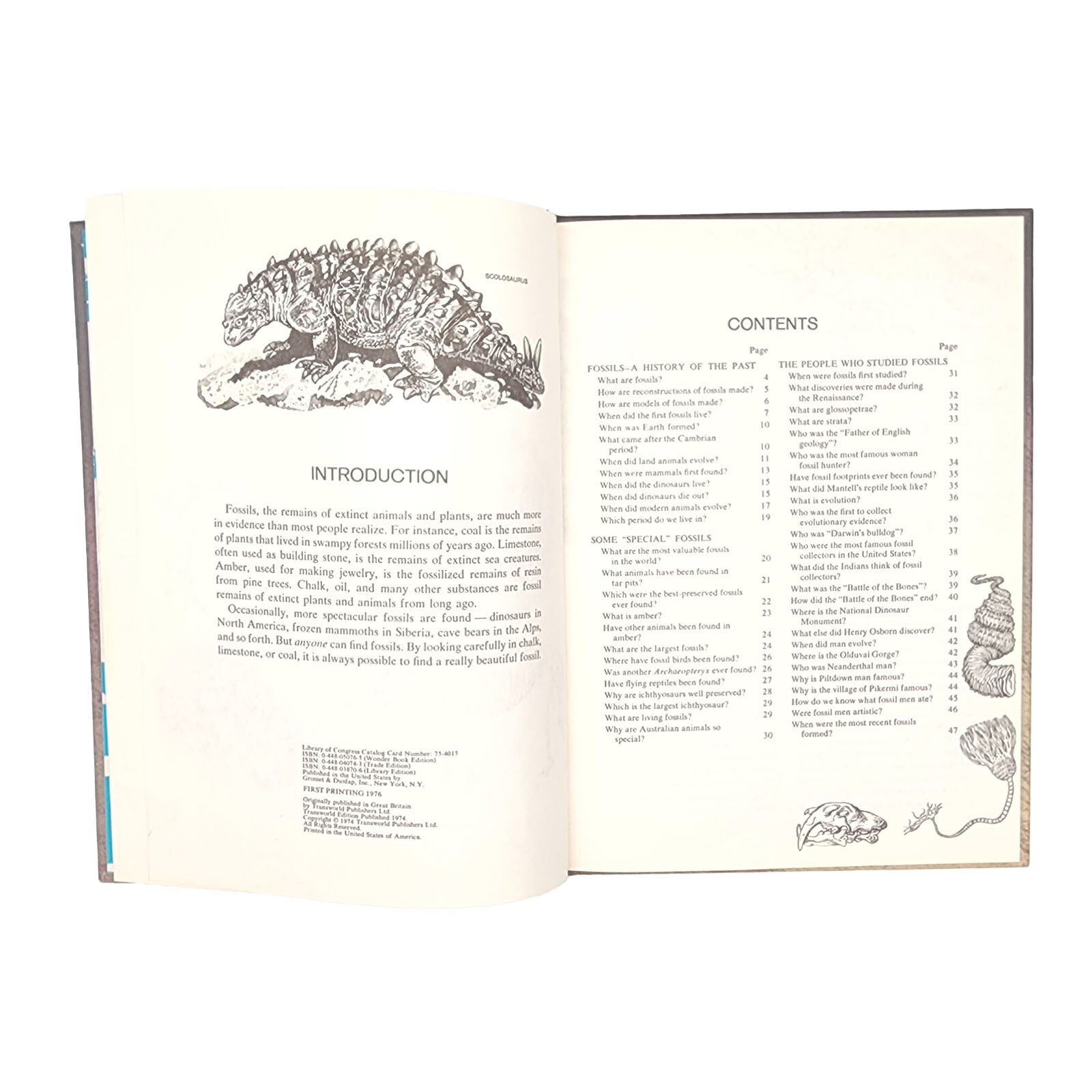 Fossils John Burton Hardcover Book Illustrated John Barber Grosset & Dunlap 1976