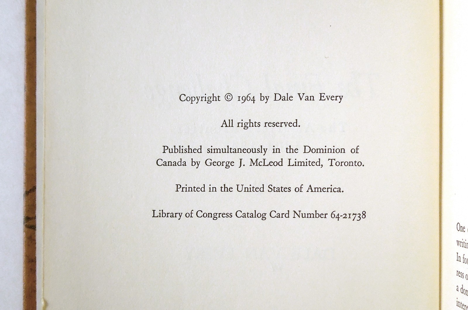 The Final Challenge – Dale Van Every, 1964 hc w/dj, William Morrow and Company