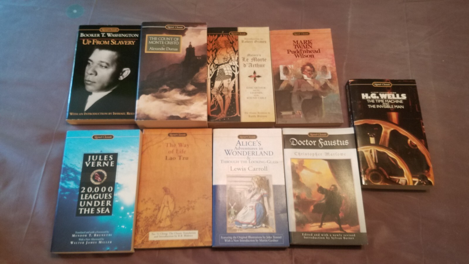 9 Signet Classic Paperback Books Most Unread Pudd’nhead Wilson Le Morte d’Arthur