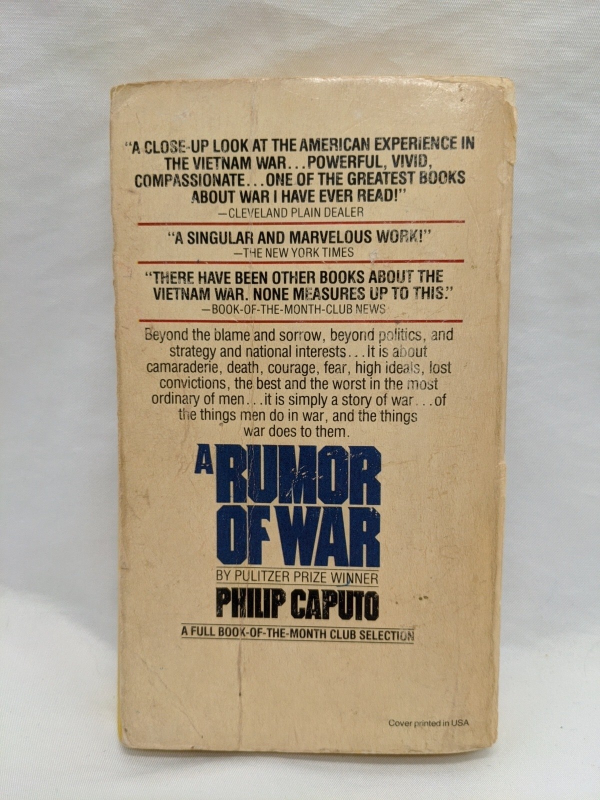 A Rumor Of War Philip Caputo Paperback Novel