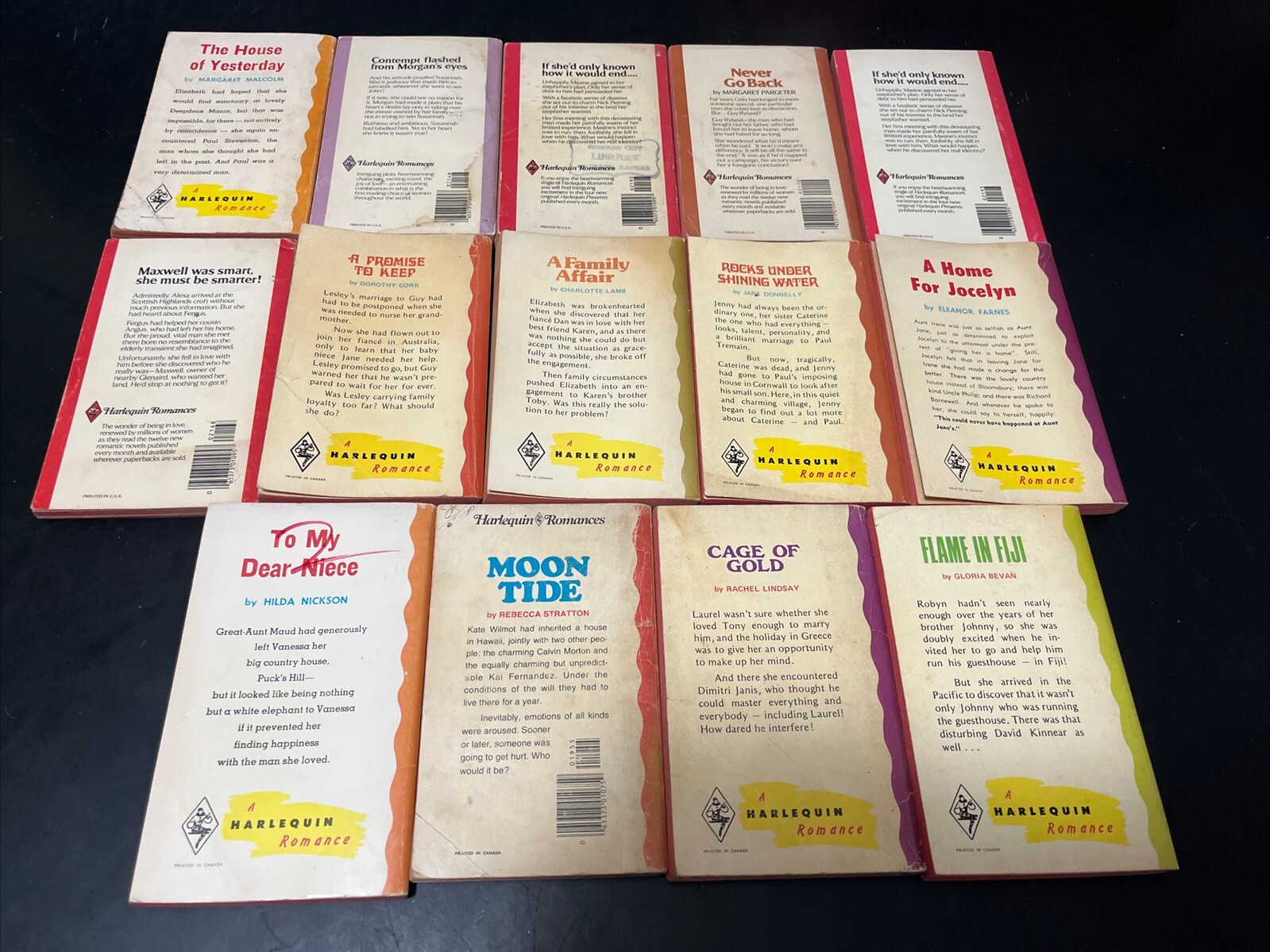 Lot of 14 Vintage Harlequin Romance Books 1970’s Red Page Edges Lot#34