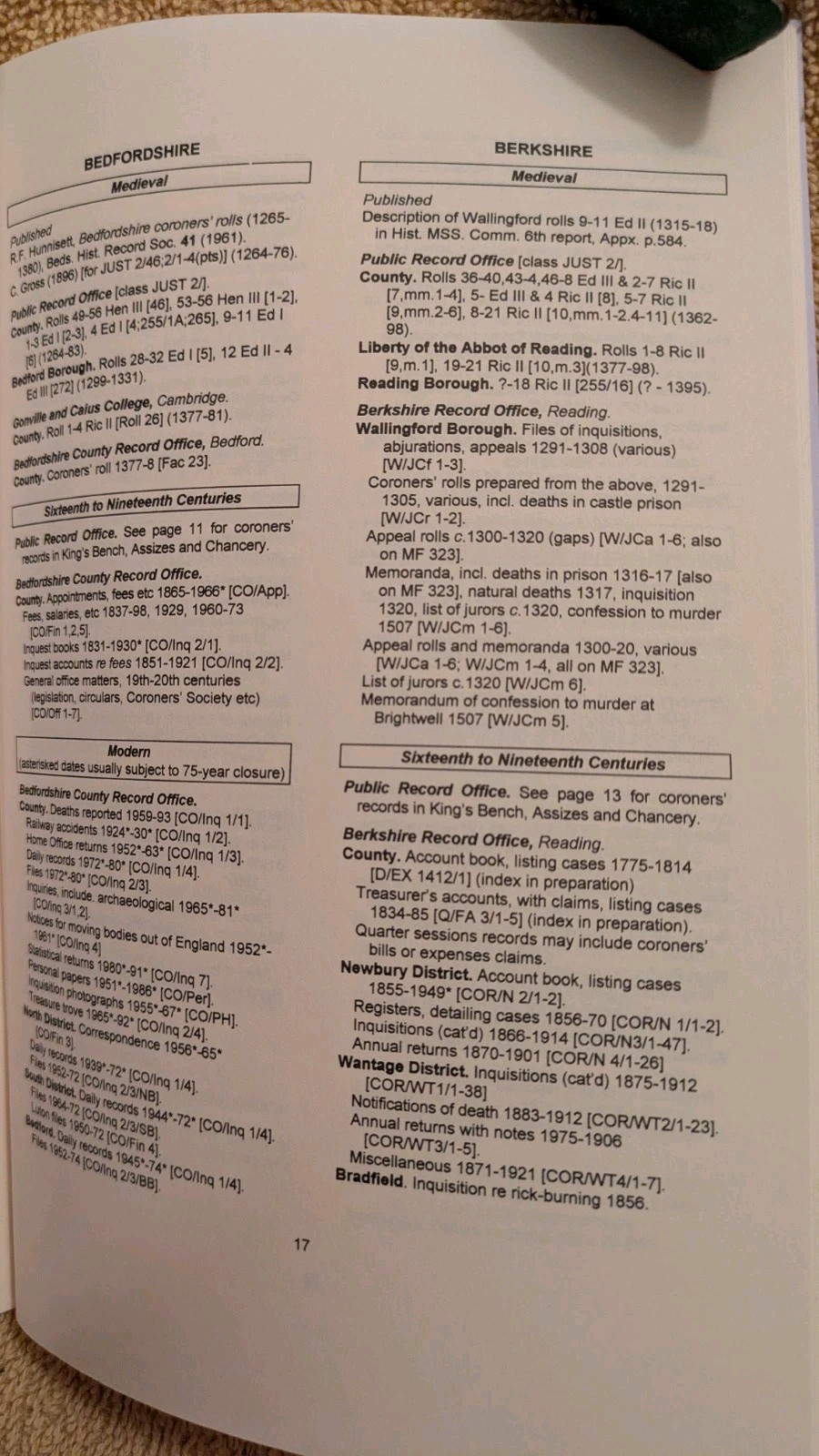 CORONERS’ RECORDS IN ENGLAND & WALES, 2nd Edition, PB, 1998, Genealogy, 48 Pages