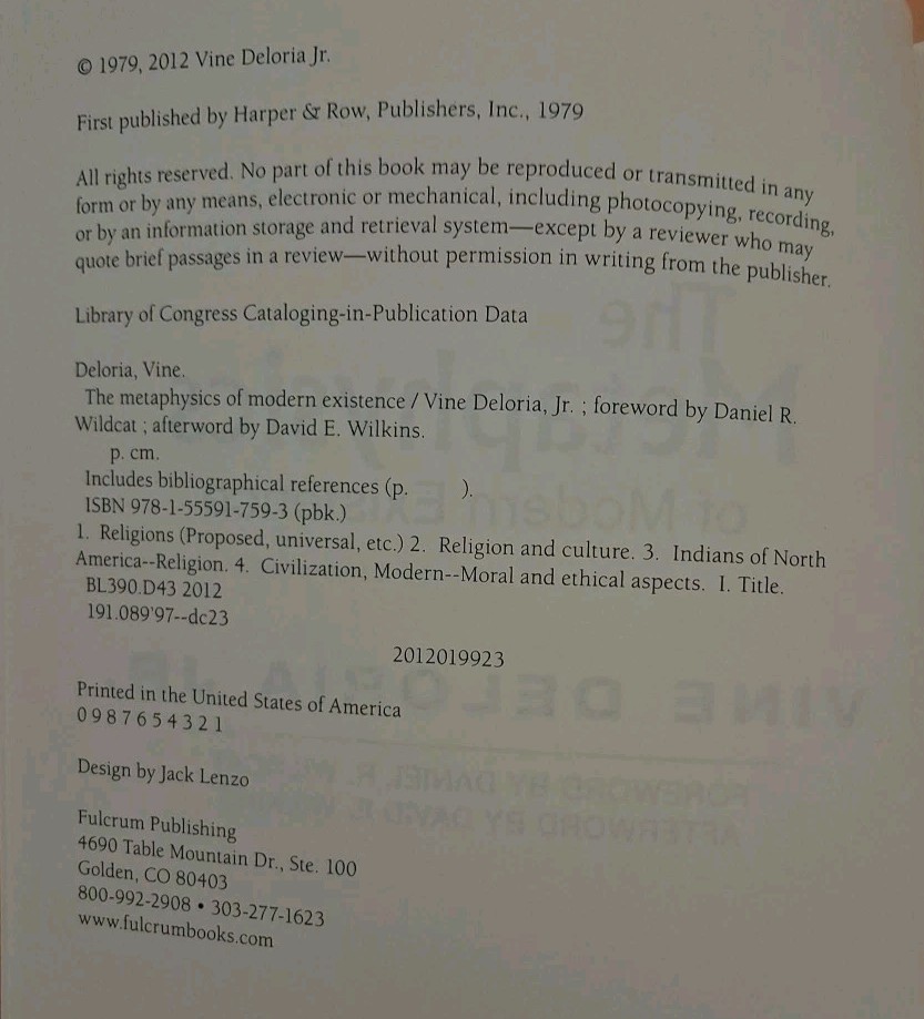The Metaphysics of Modern Existence, Wilkins, David,Wildcat, Daniel,Deloria Jr.,