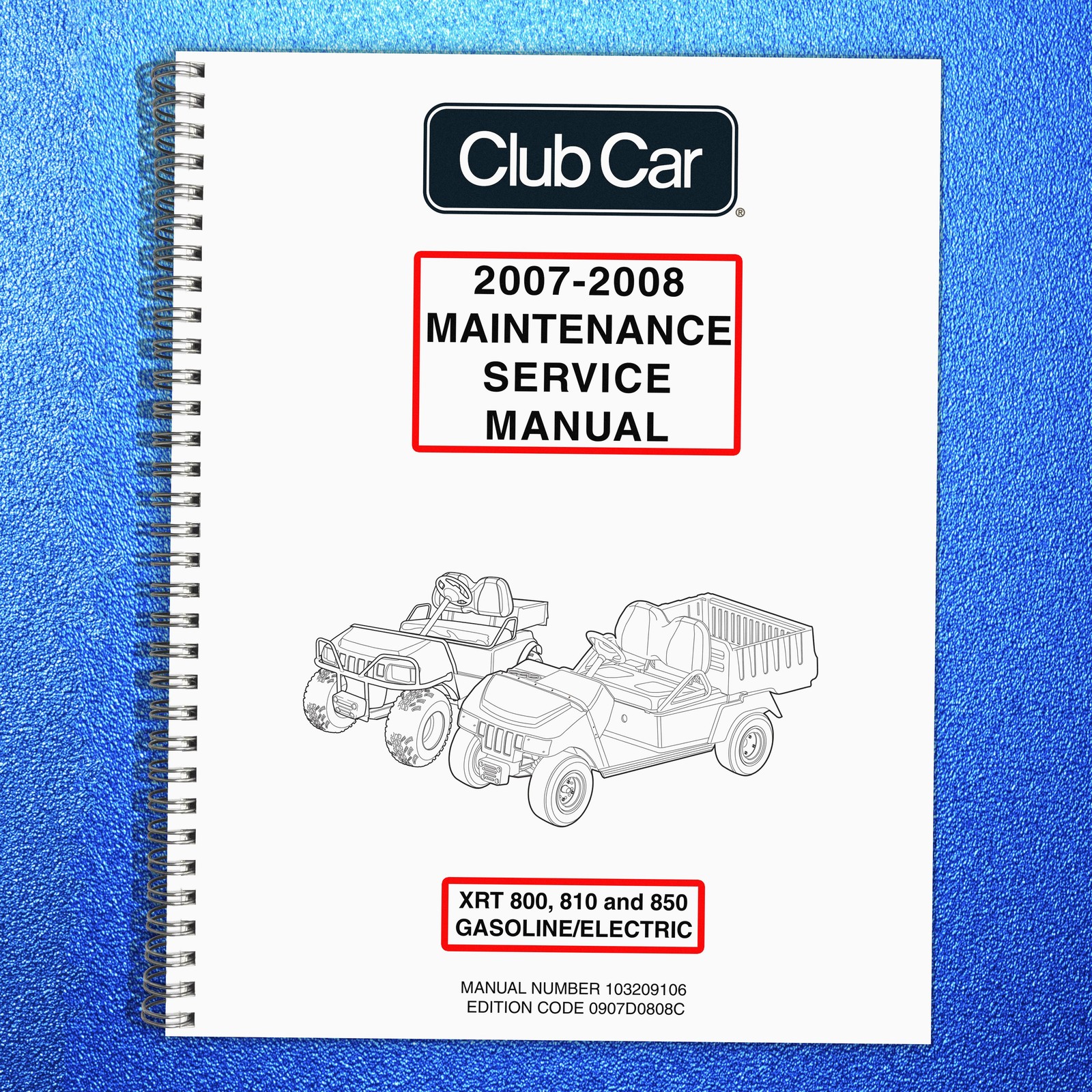 CLUB CAR XRT 800 810 850 Maintenance And Service Manual 2007-2008 – WIRE BINDER