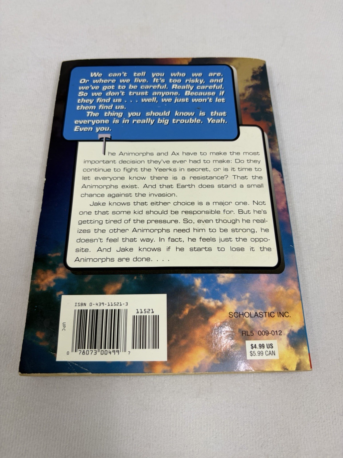 Animorphs #47 The Resistance Paperback Book 1st Printing 1st Edit K.A. Applegate