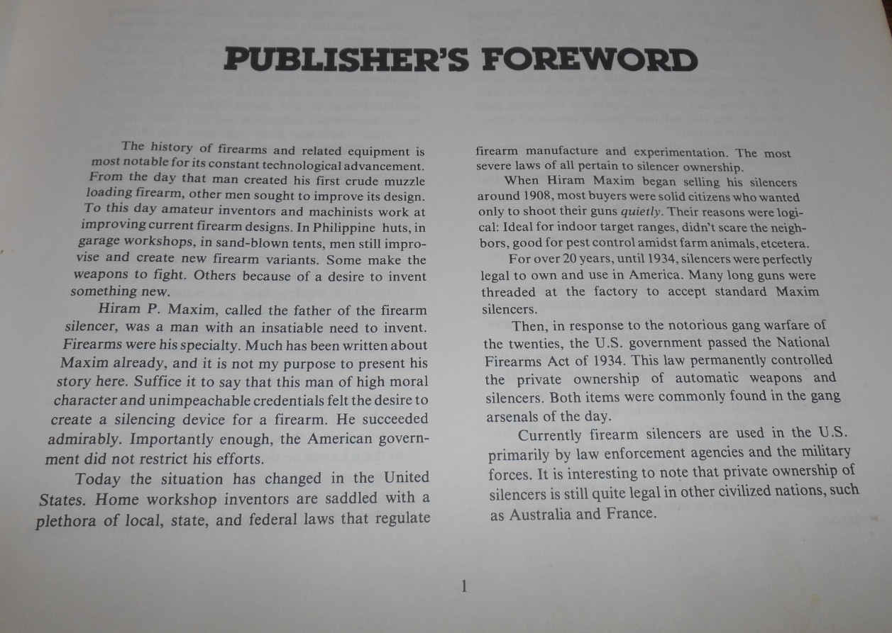 Home Workshop Silencers I 1980 Published By Paladin Press