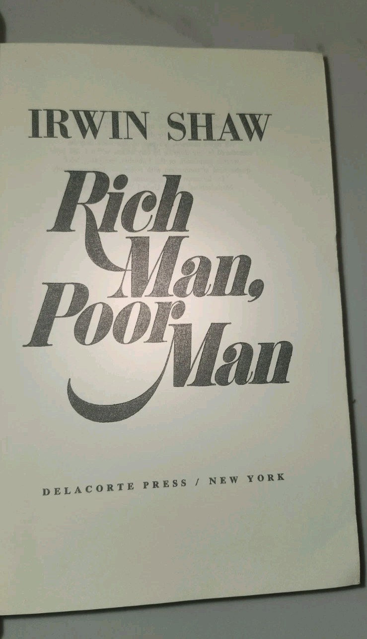 Rich Man Poor Man Irwin Shaw 1970 Delacorte Press