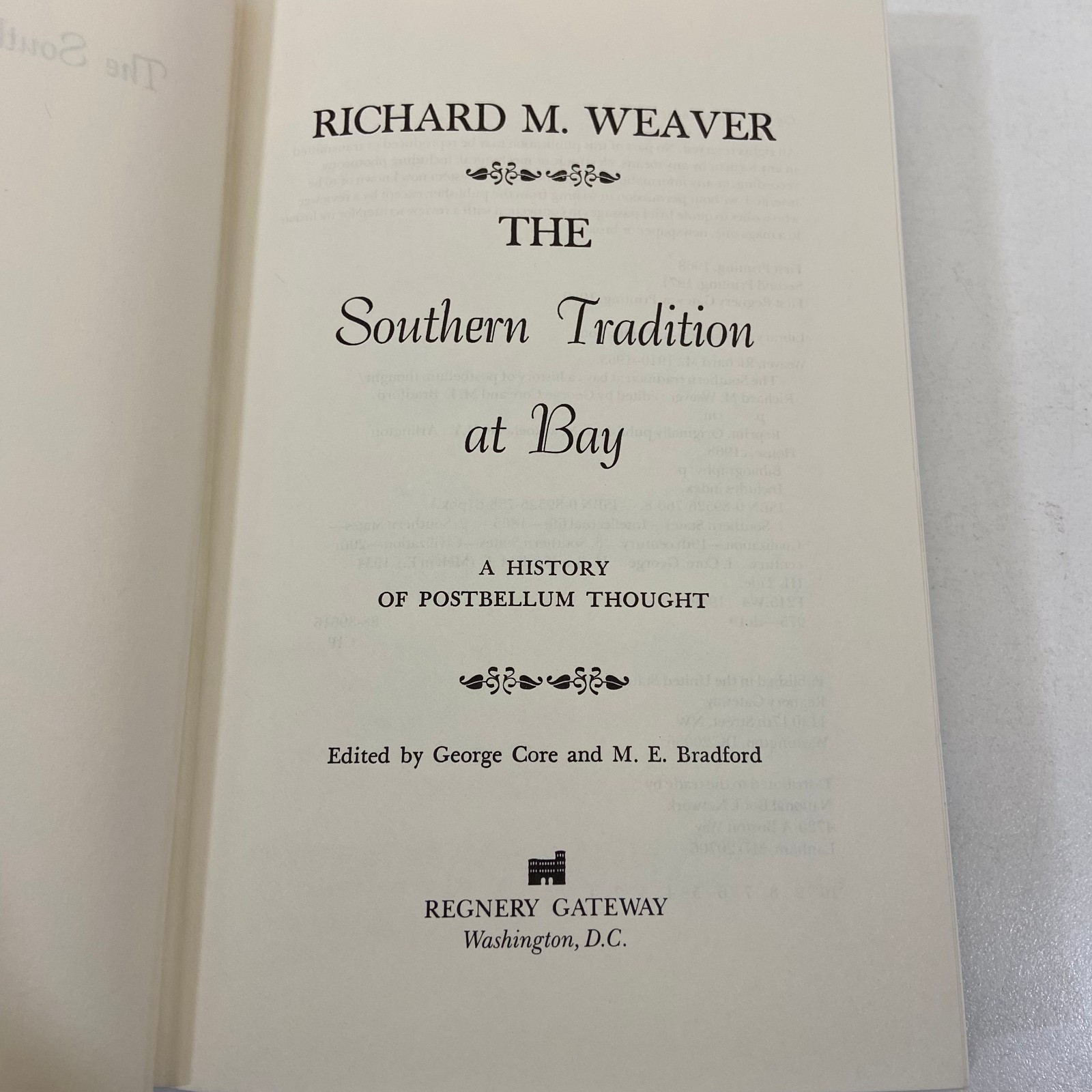 Southern Tradition At Bay Richard M Weaver Regnery Gateway 1989 VTG Philosophy