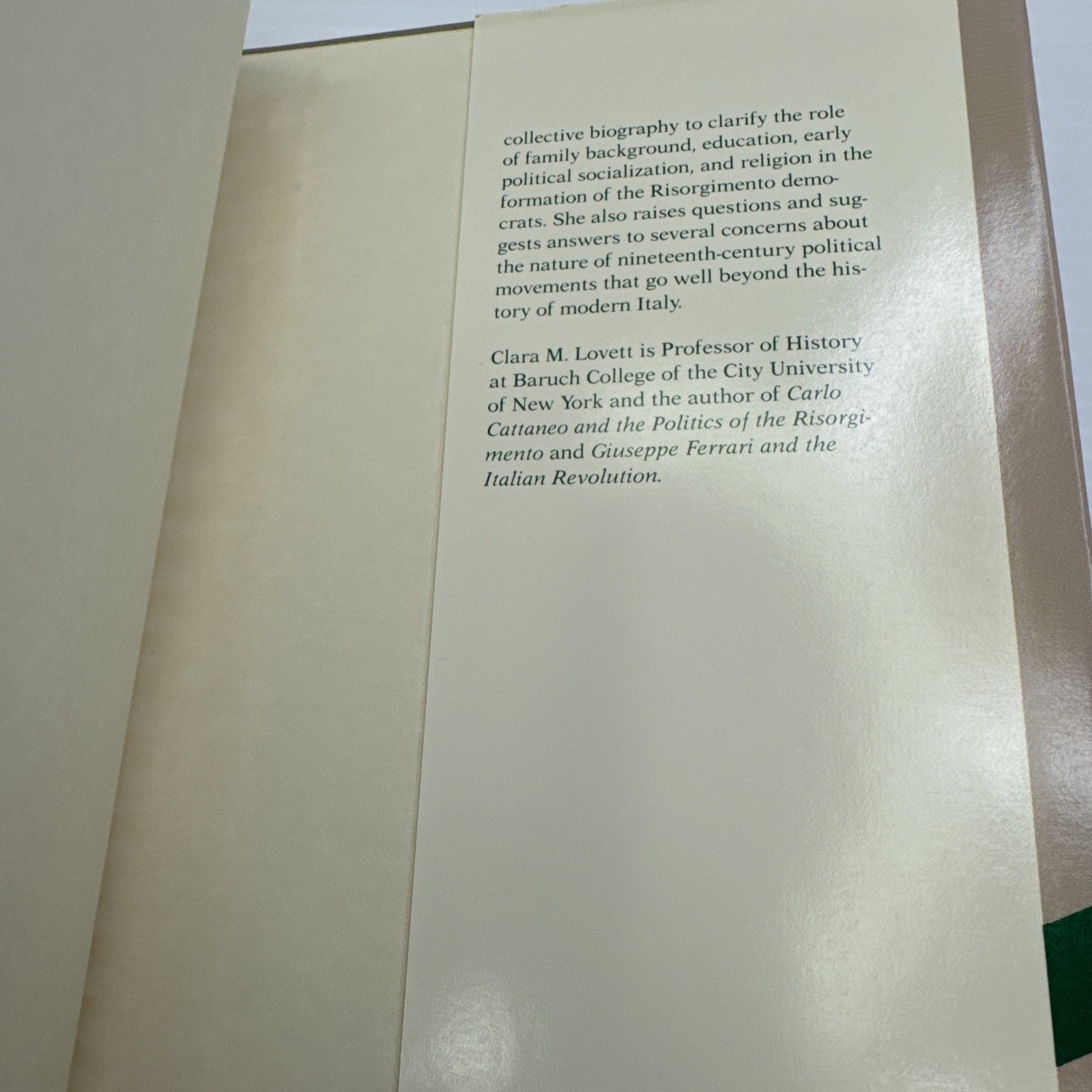 The Democratic Movement in Italy 1830-1876 Clara M. Lovett HC Harvard Press 1982